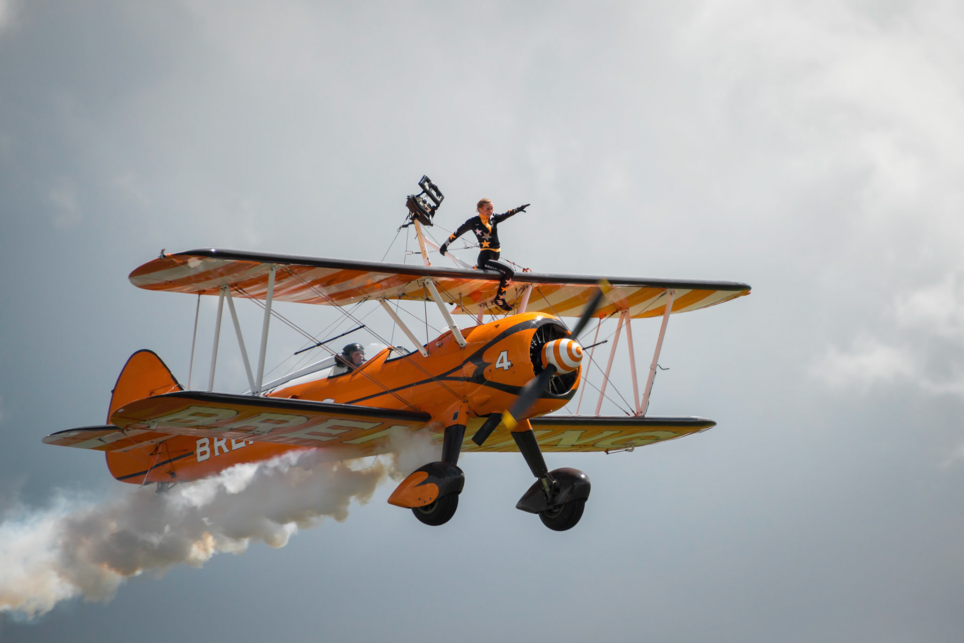 Cosford, UK - 08 June 2014: Breitling Wing Walkers display team seen at RAF Cosford Airshow.
