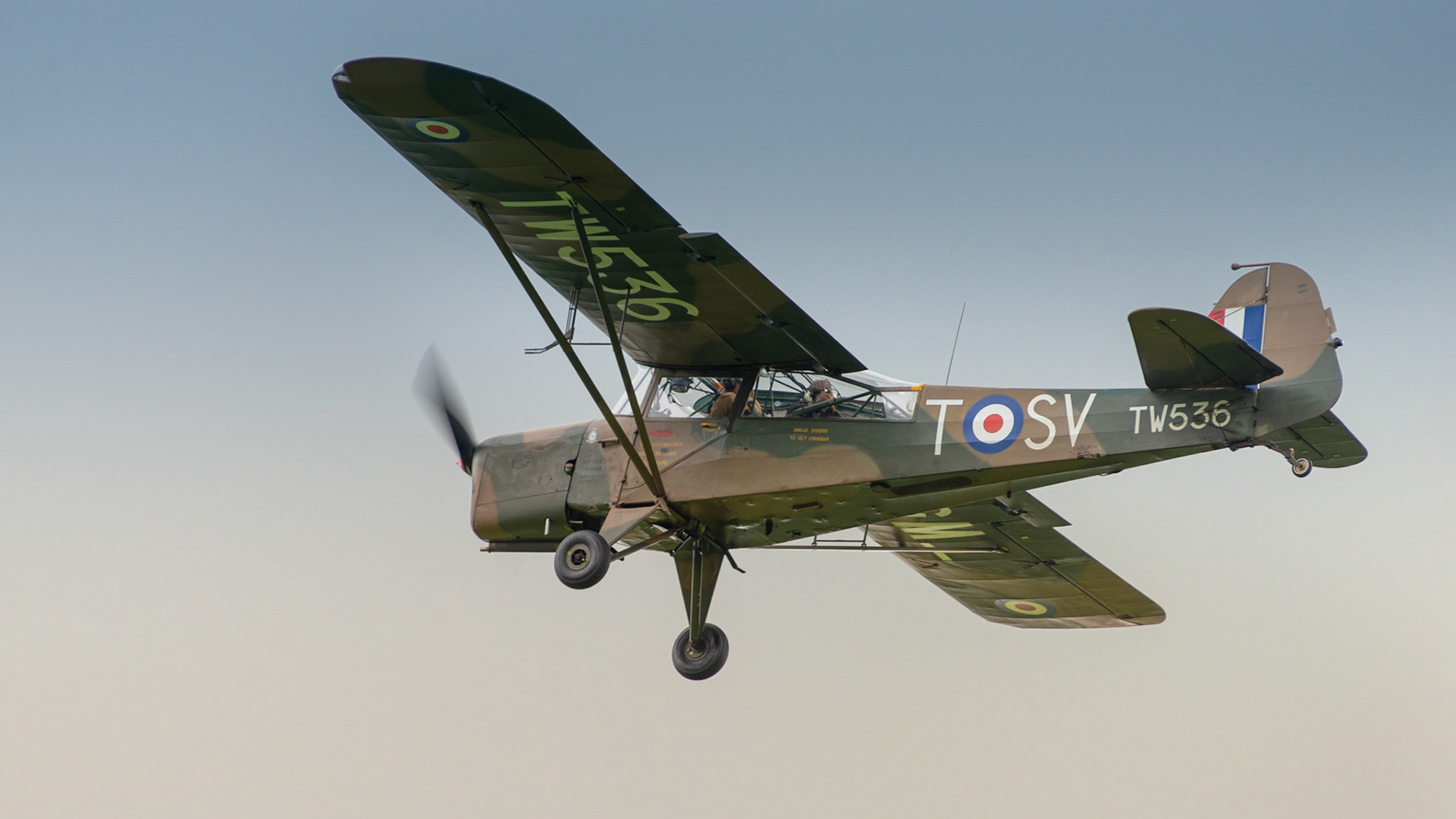 Biggleswade, UK - 29 June 2014: Vintage Auster Mark 5 British aircraft seen at the Shuttleworth Collection air show.