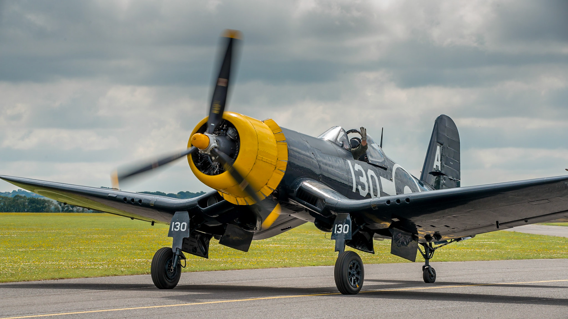 Duxford,UK - 13 July 2014: Vintage Chance Vought Corsair at Duxford Flying Legends Airshow