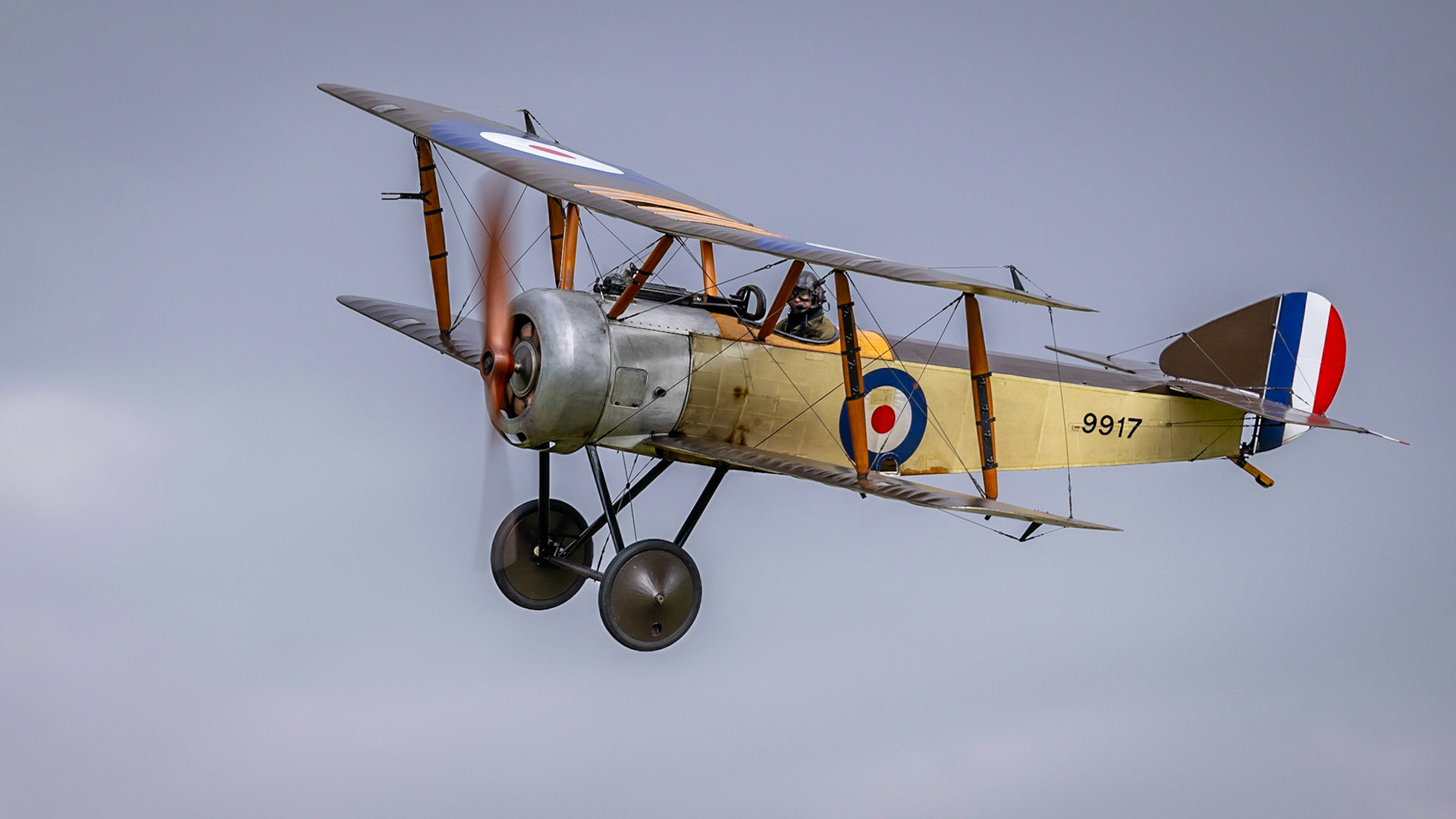 Old Warden, UK - 3rd July 2022: A vintage Sopwith Pup in flight