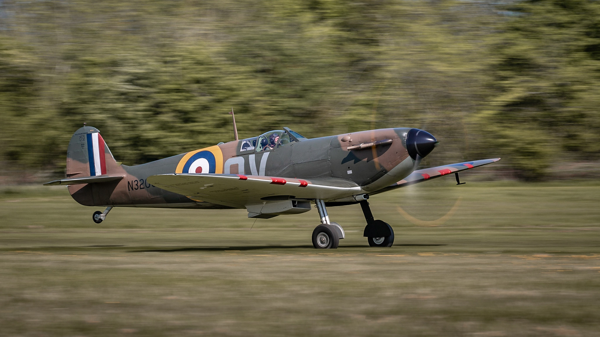 Biggleswade, UK - 6th May 2018:  A Supermarine Spitfire vintage World War Two British fighter aircraft in flight