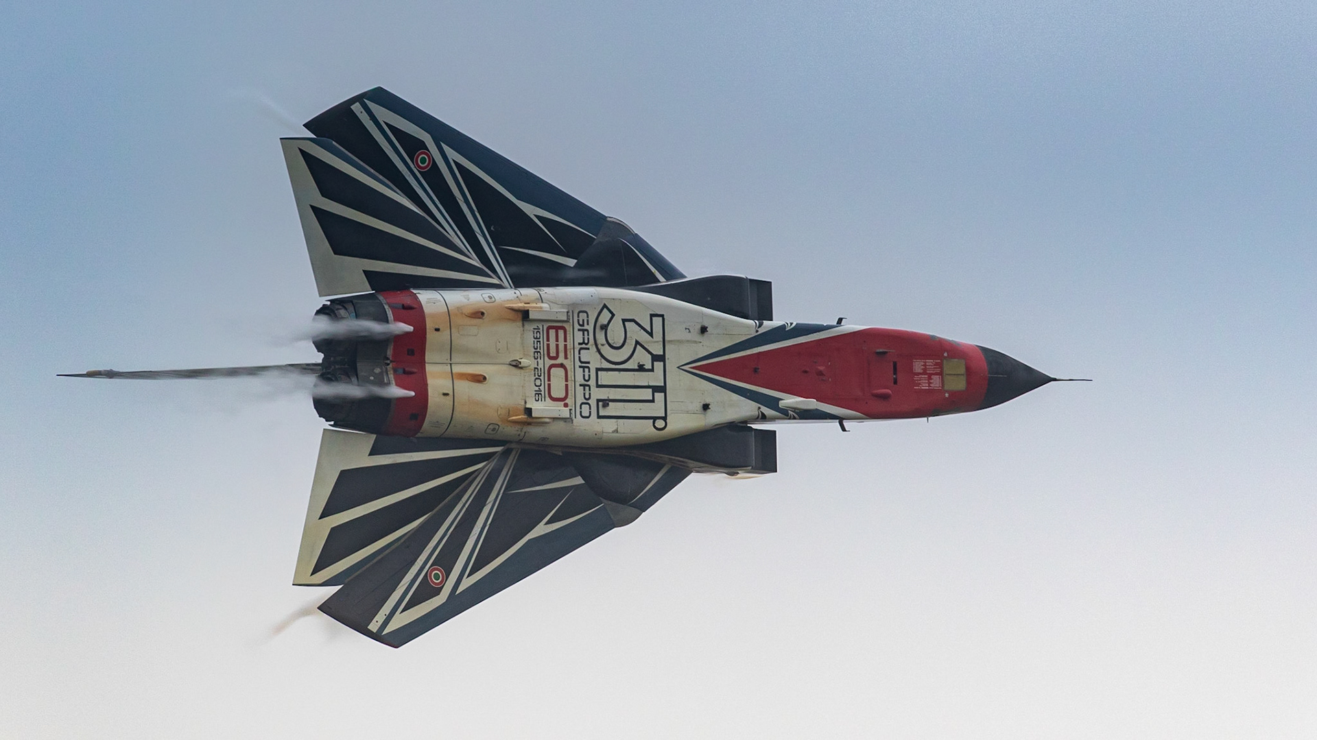 Fairford, UK - 15th July 2017: A Panavia Tornado jet fighter-bomber in flight, wings swept