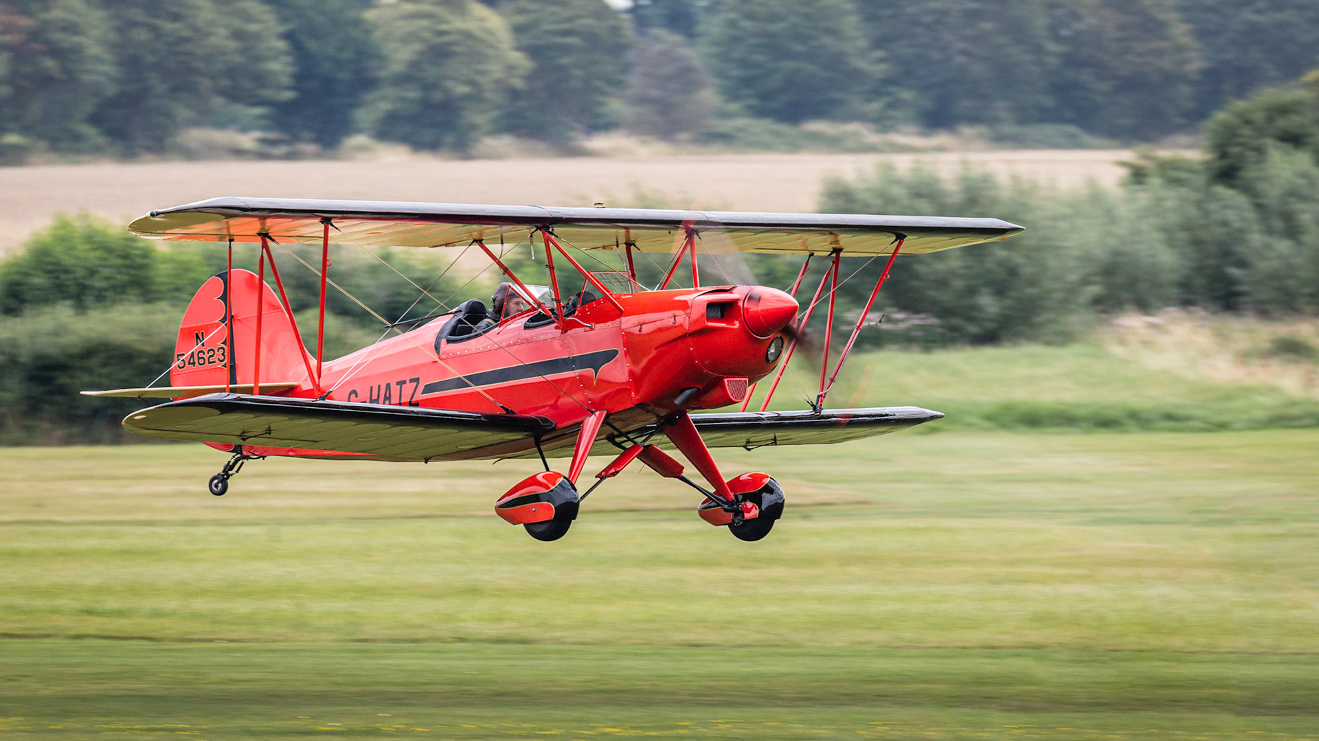 Old Warden, UK - 4th August 2019: A Hatz CB-1 Biplane in flight about to land