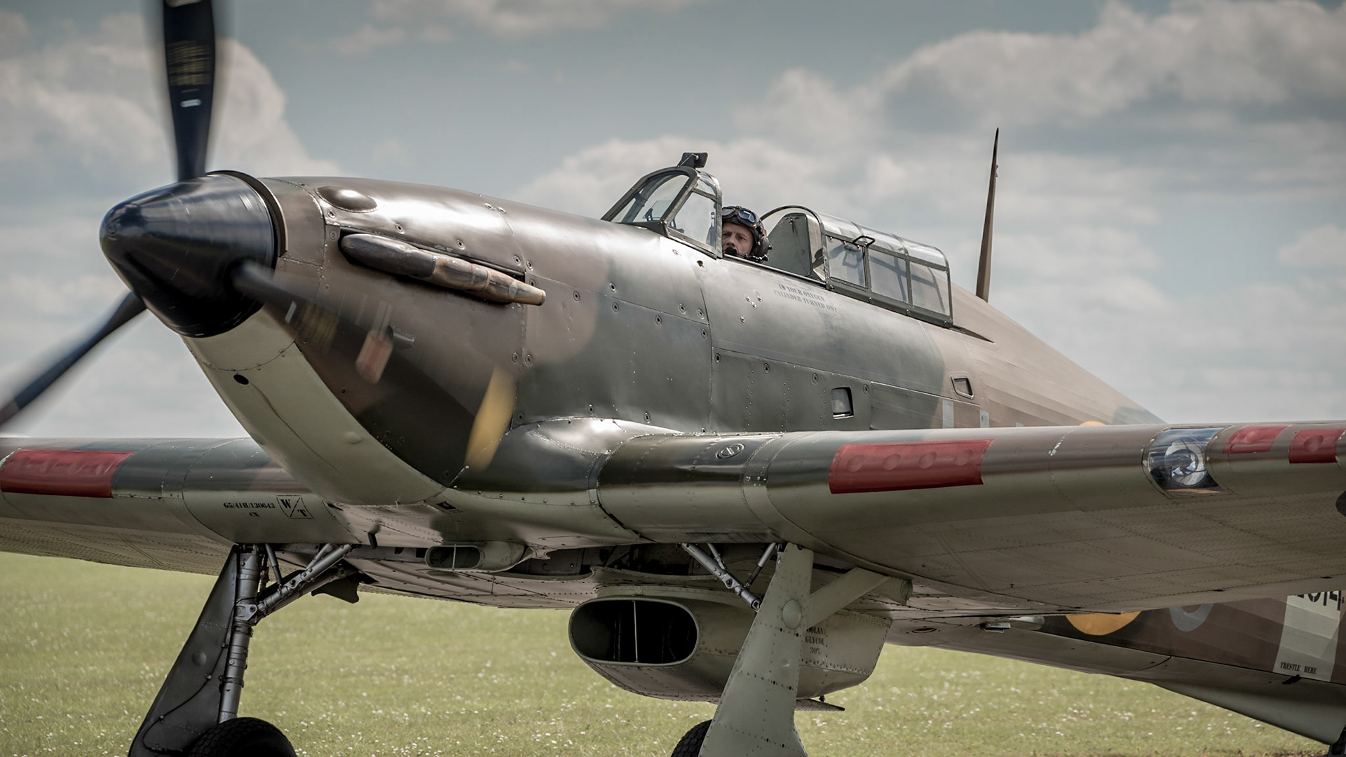 Duxford, UK - 25th May 2014: Vintage Britrish fighter, Hawker Hurricane