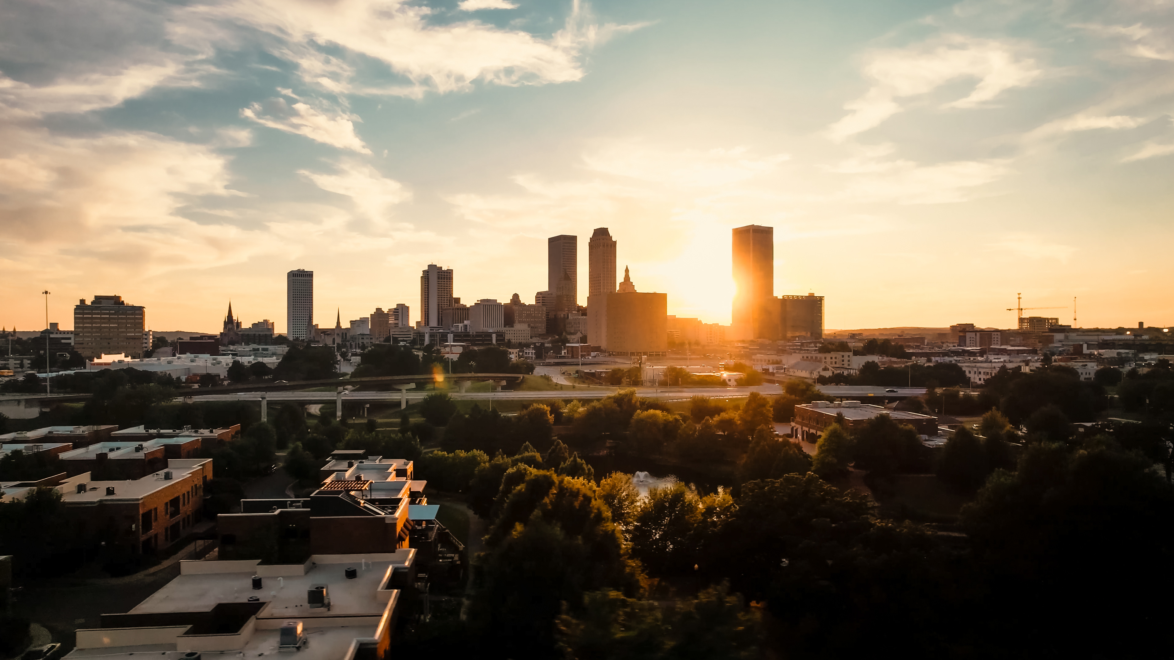 Downtown Tulsa Drone Shot