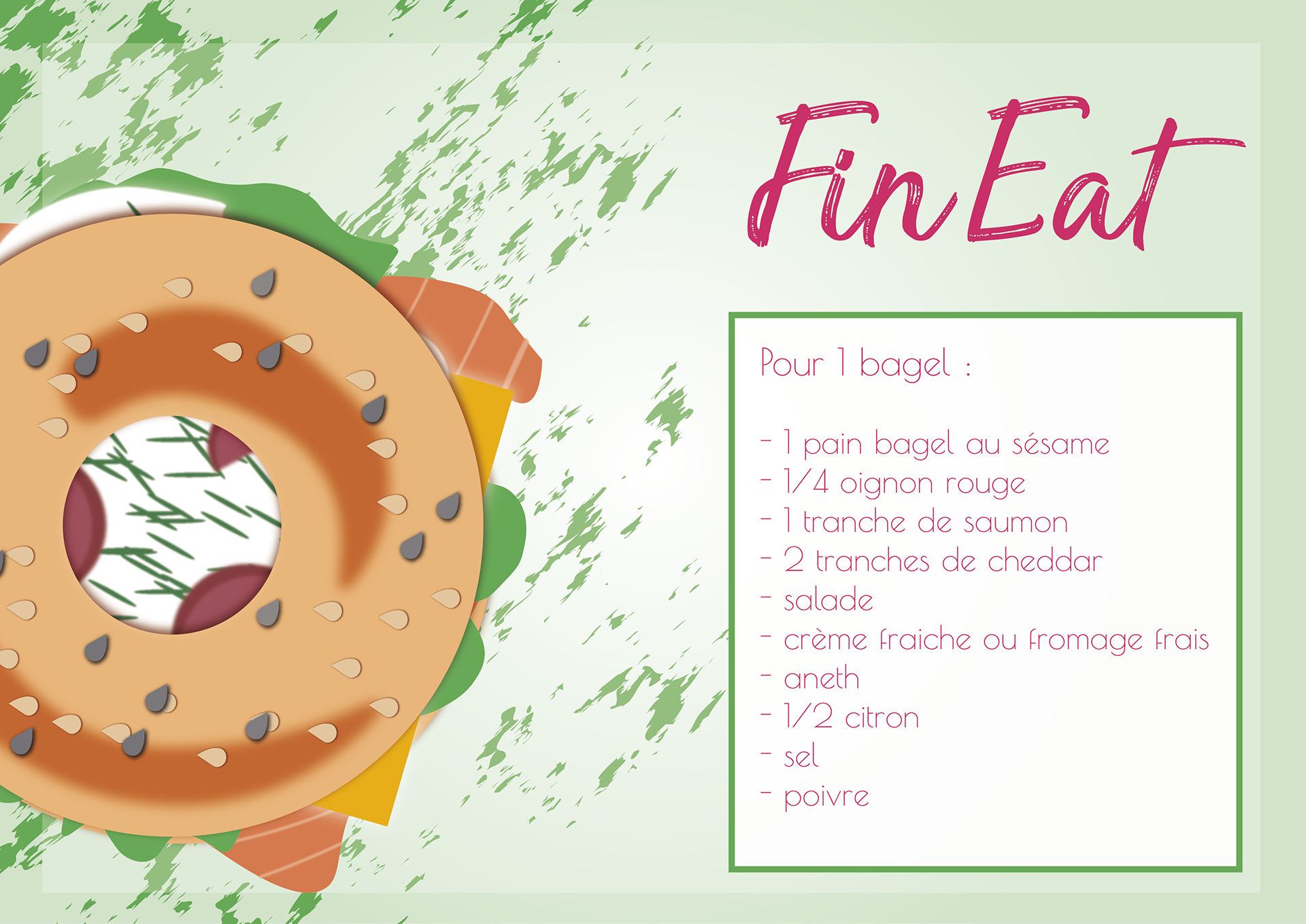 Bagels photography graphisme alisonbrusson FinEat saumon recette green régime sport bienmanger