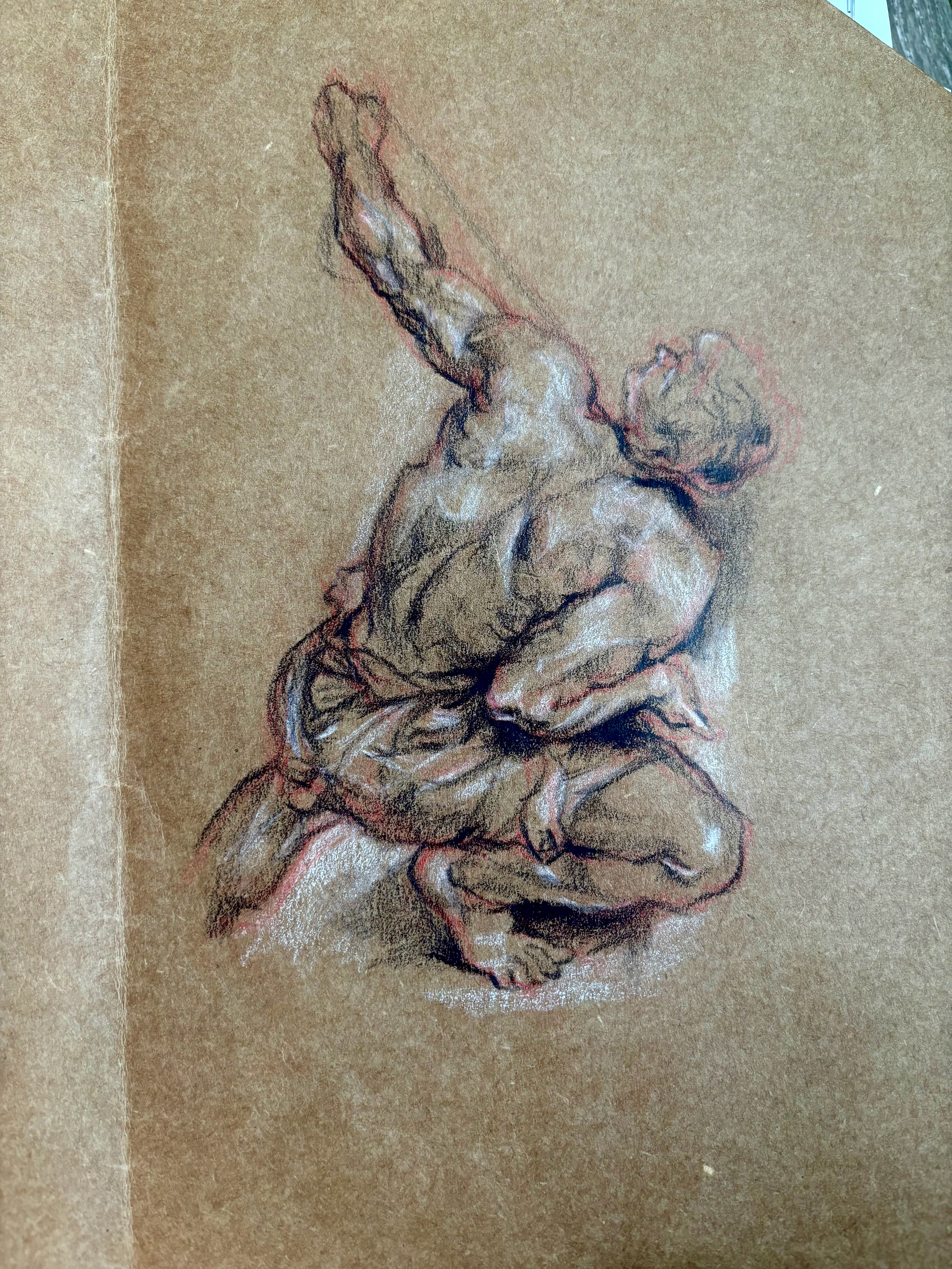 Graphite, oil pencils on paper