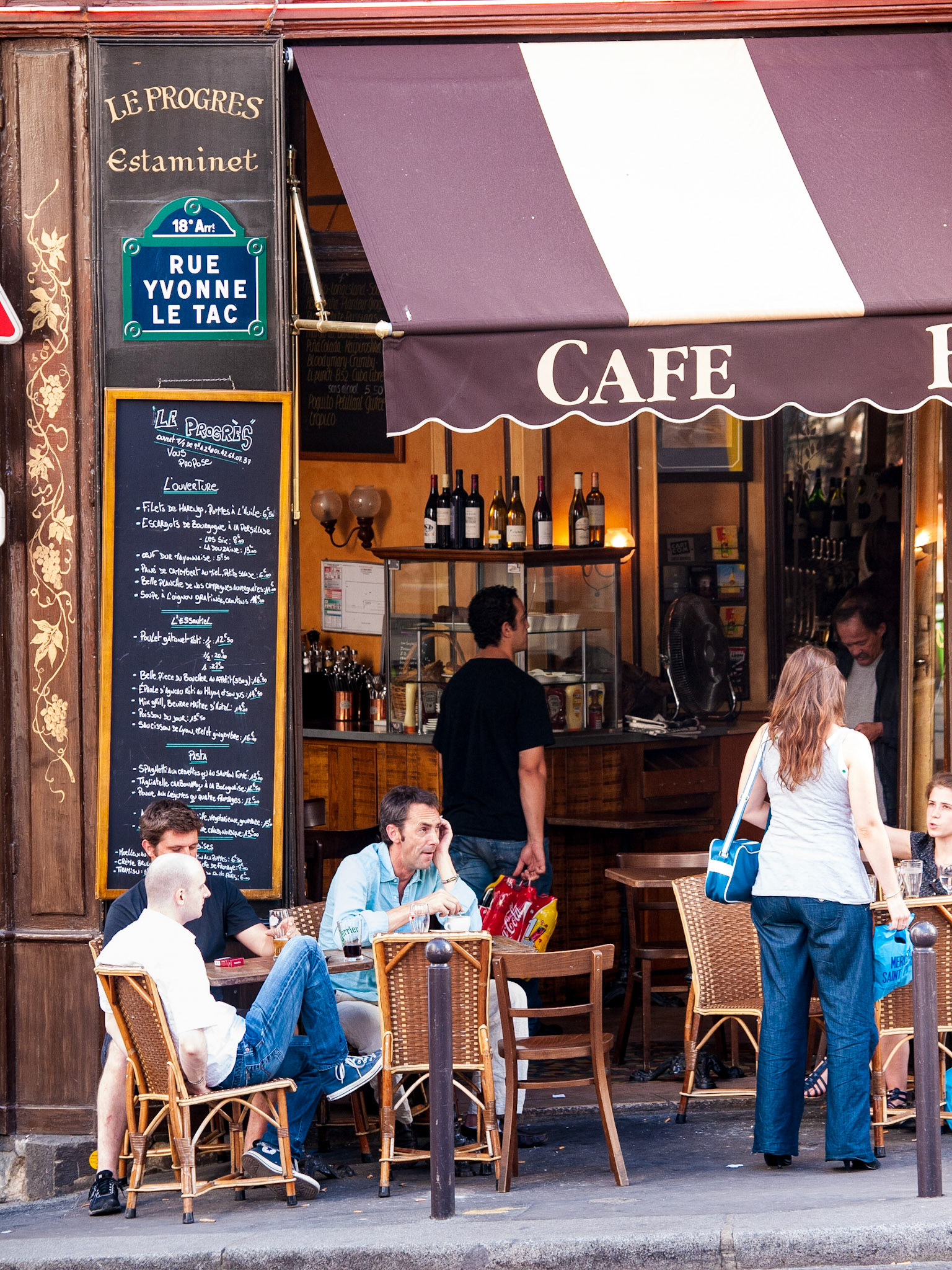 Cafe scene at Montmartre, Paris, France.