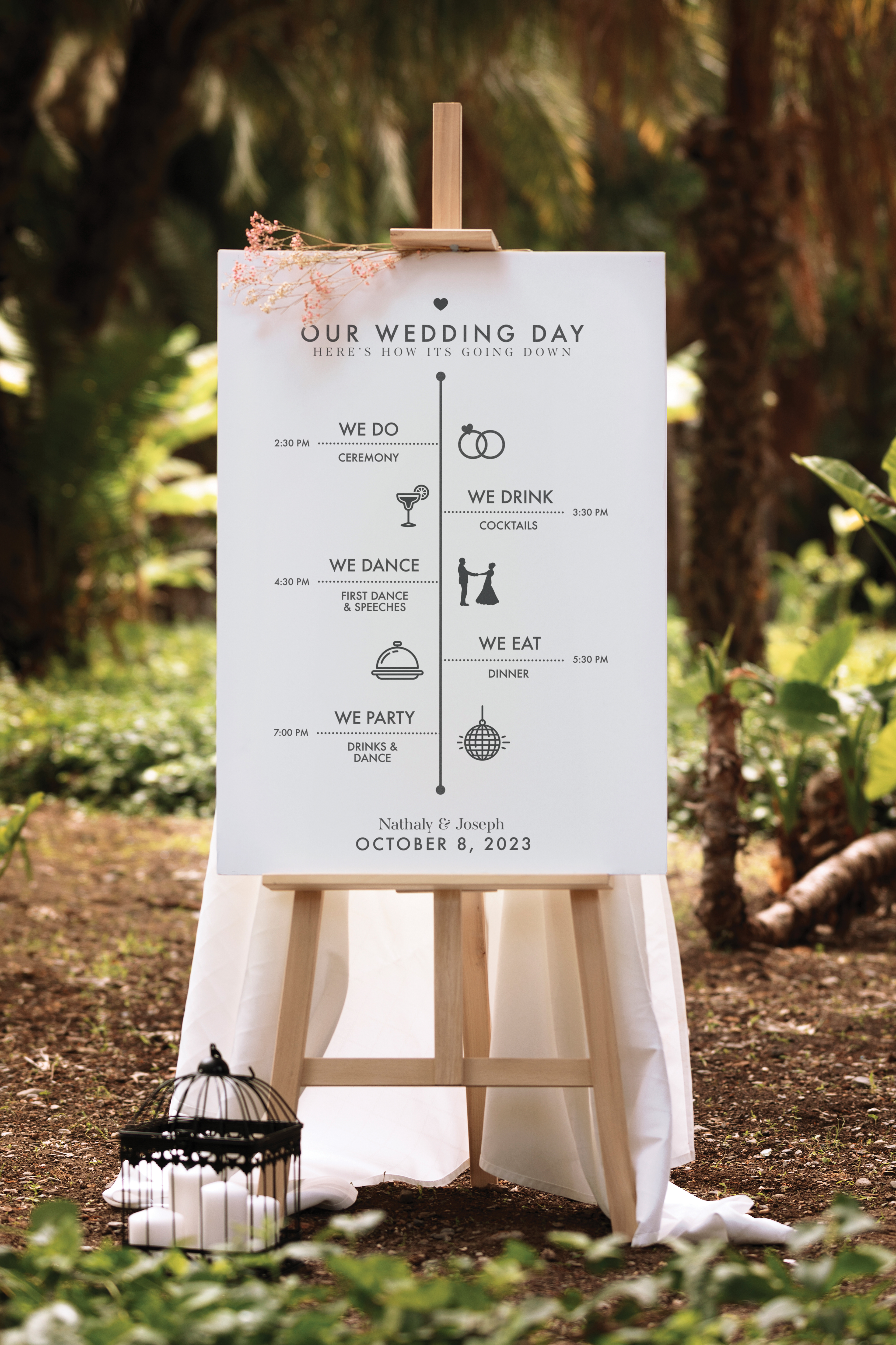 wedding timeline sign