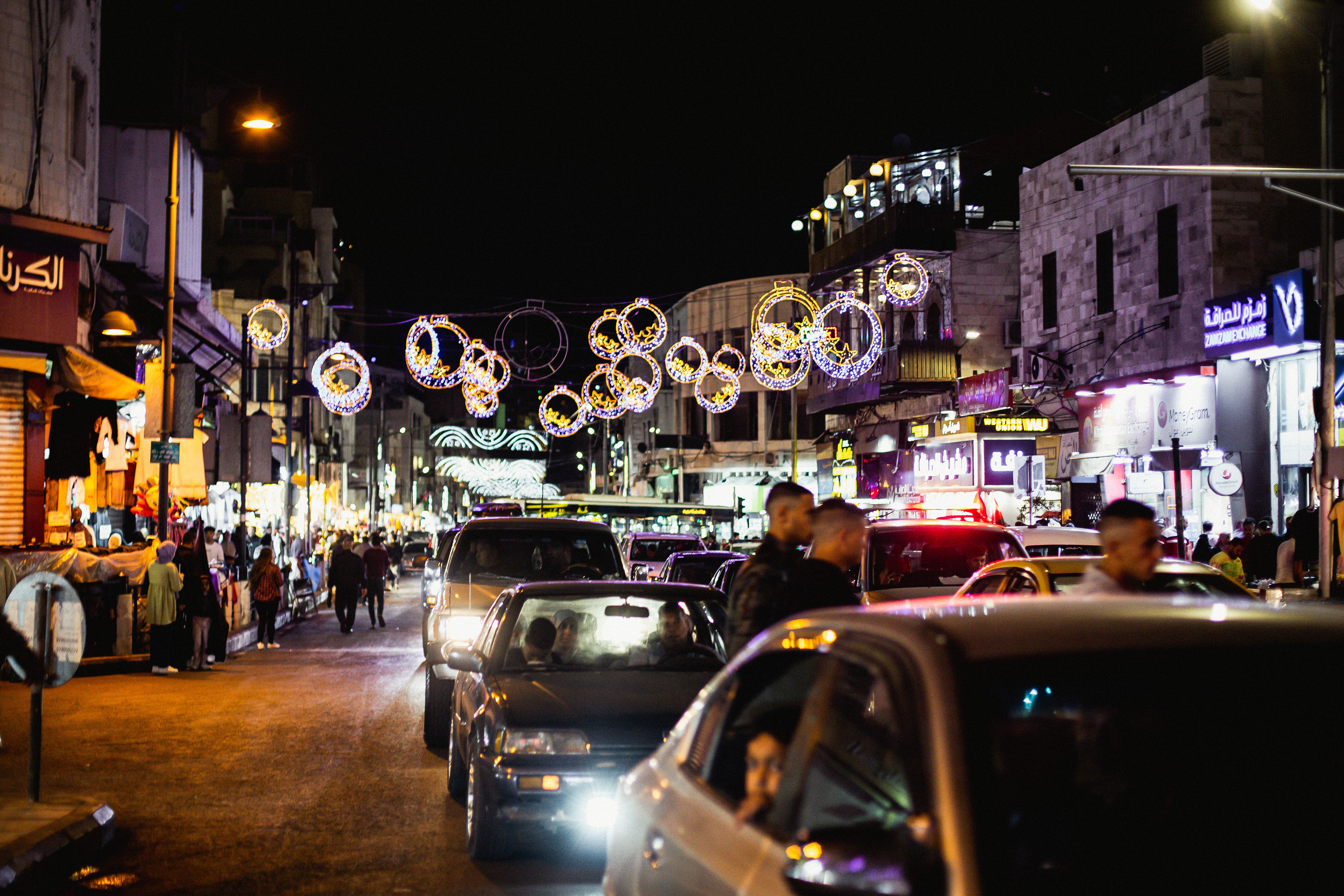 Traffic piles up on the last night of Ramadan in the Balad.