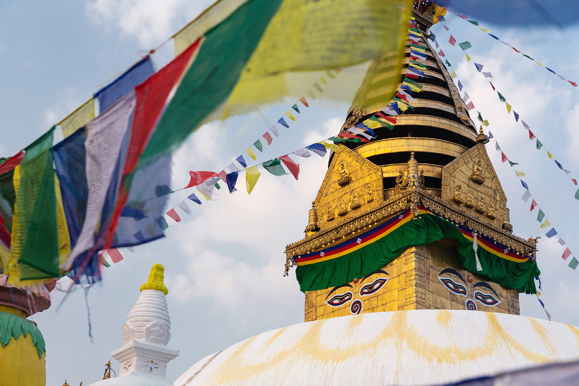 View of the Swayambhunath Stupa (Monkey Temple) in Kathmandu, Nepal {040118_Nepal_2331}