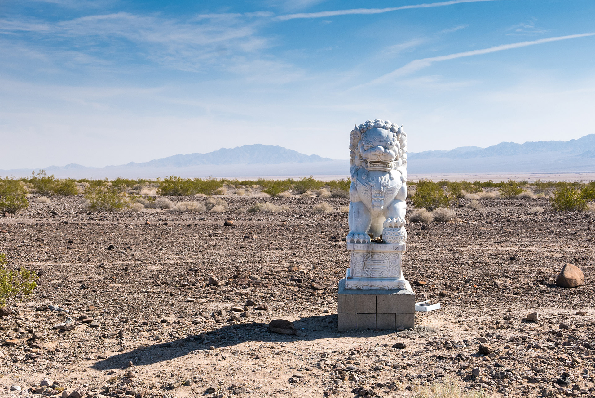 Chinese dragon sculpture in the middle of the desert near Amboy, CA {040315_JT_101}