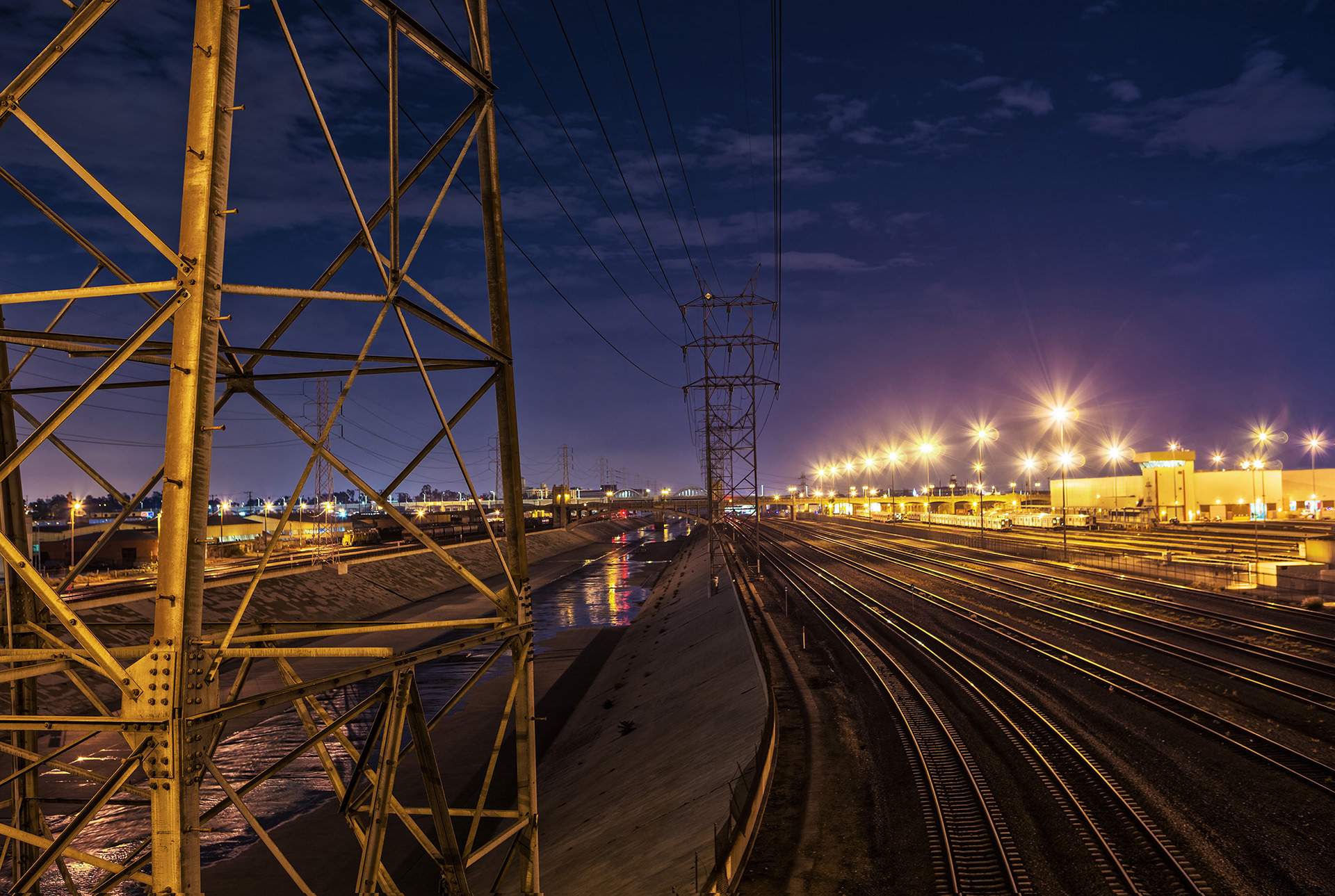 View of railroad depot from 1st street bridge, Los Angeles, CA {050913_1stBridge_212}
