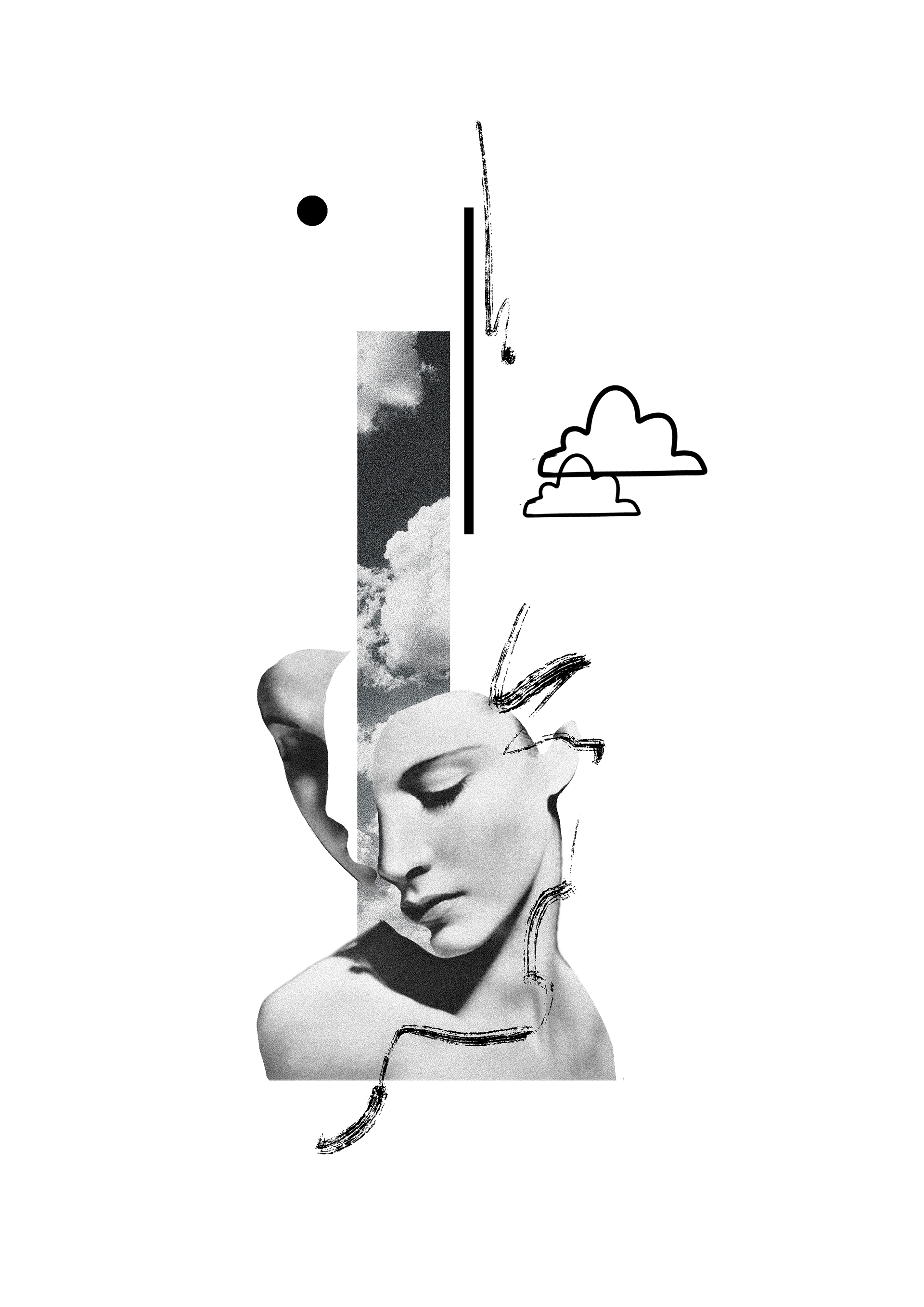 Clouds in the head / mind. 14 cm