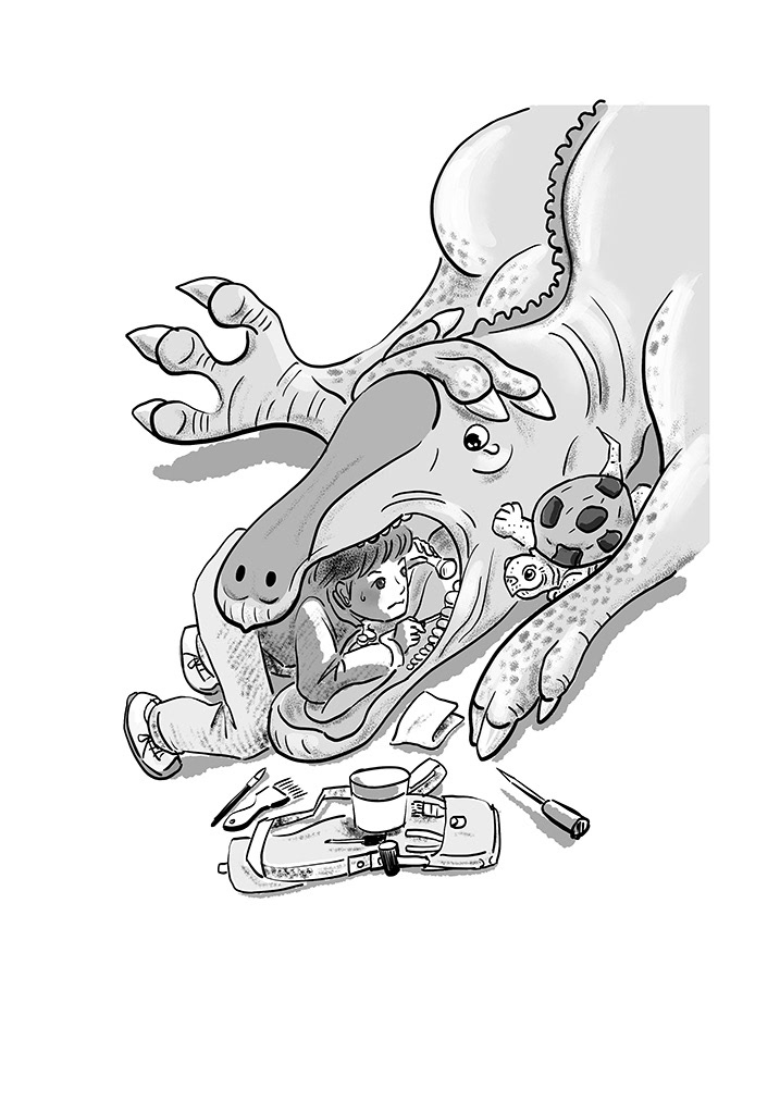 ブラキロフォサウルス・恐竜博物館のひみつ/文研出版/挿し絵