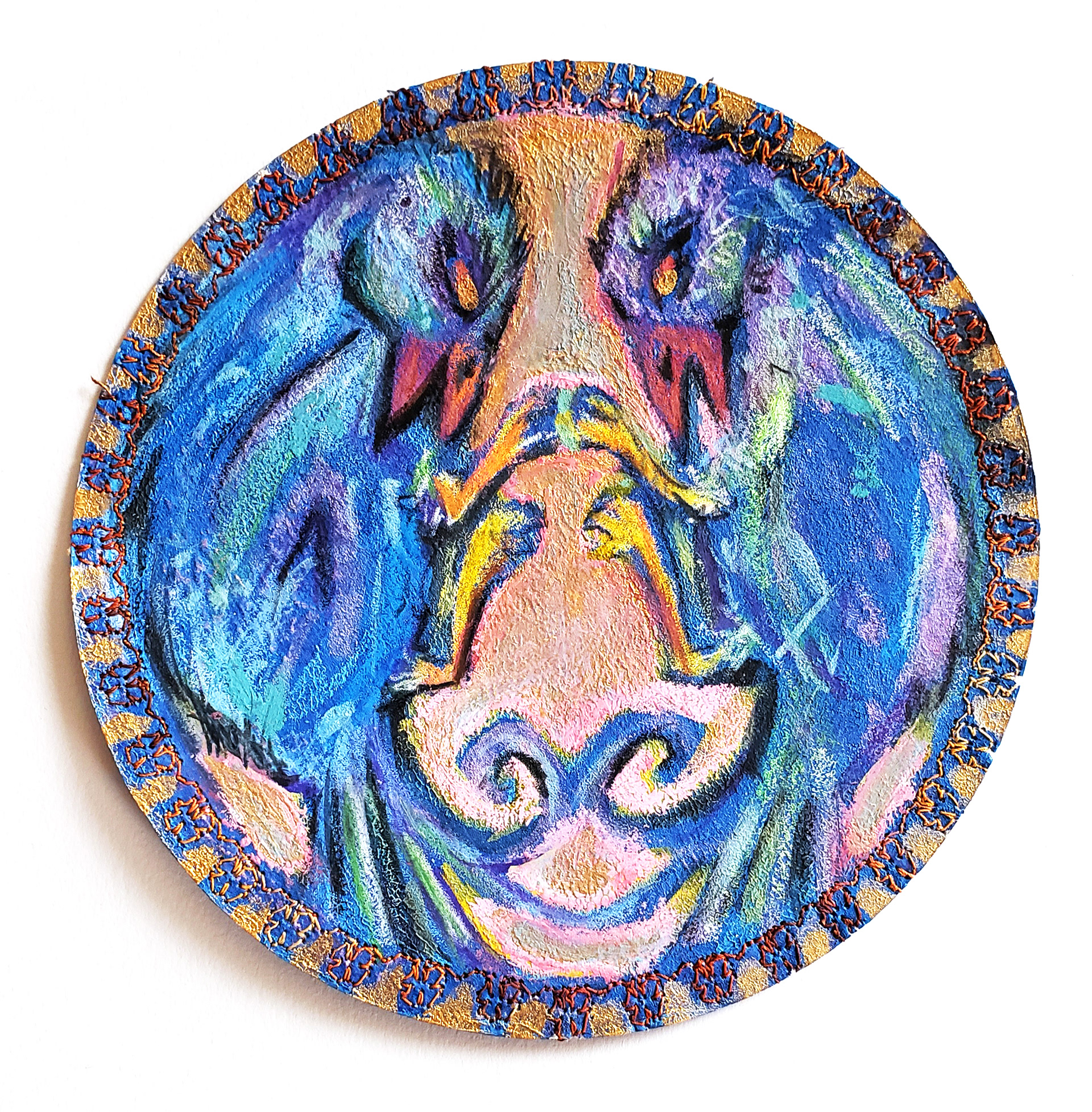 Nest 2, Stencil, Acrylic & Thread