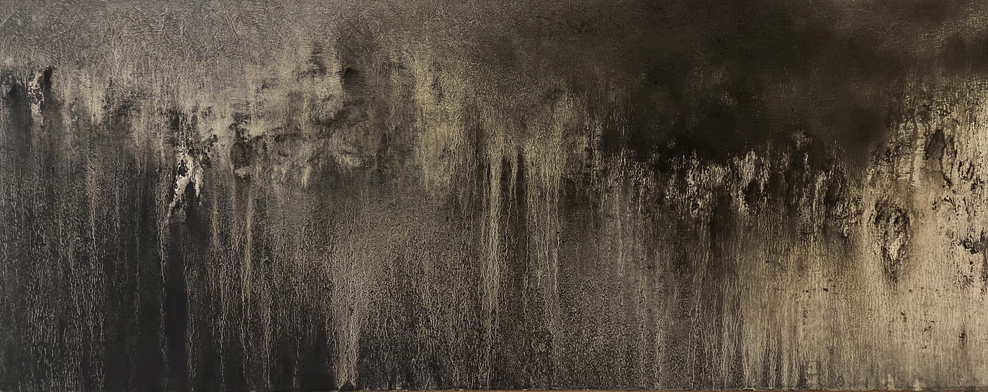 Charcoal and oil on aluminium, 40 cm x 100 cm, 2020