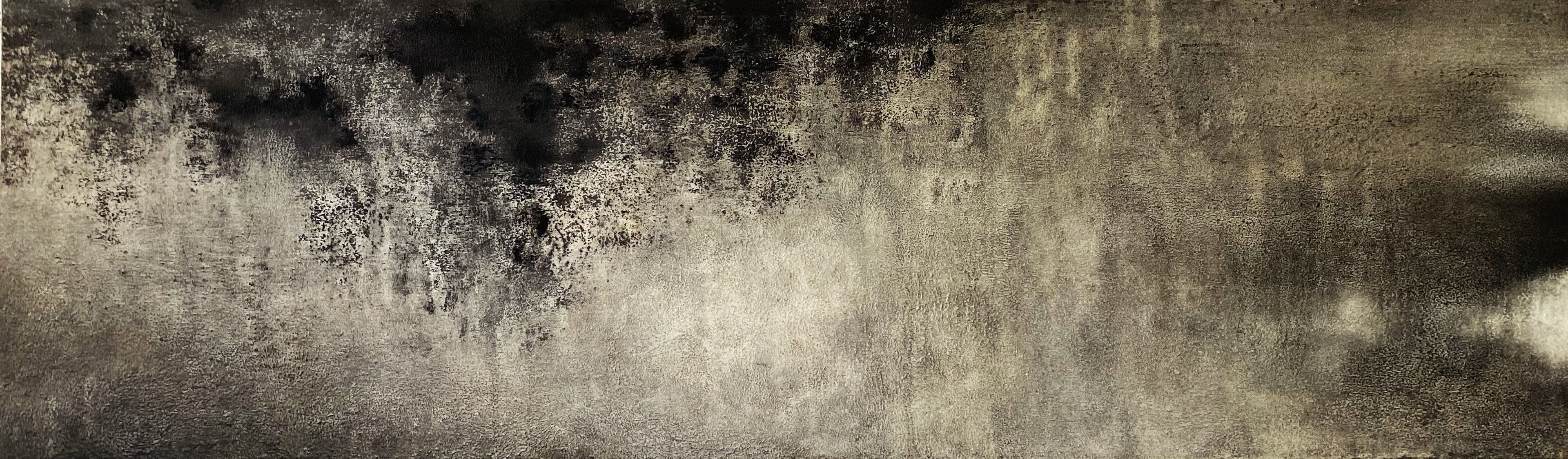 Charcoal and oil on aluminium, 30 cm x 100 cm, 2020