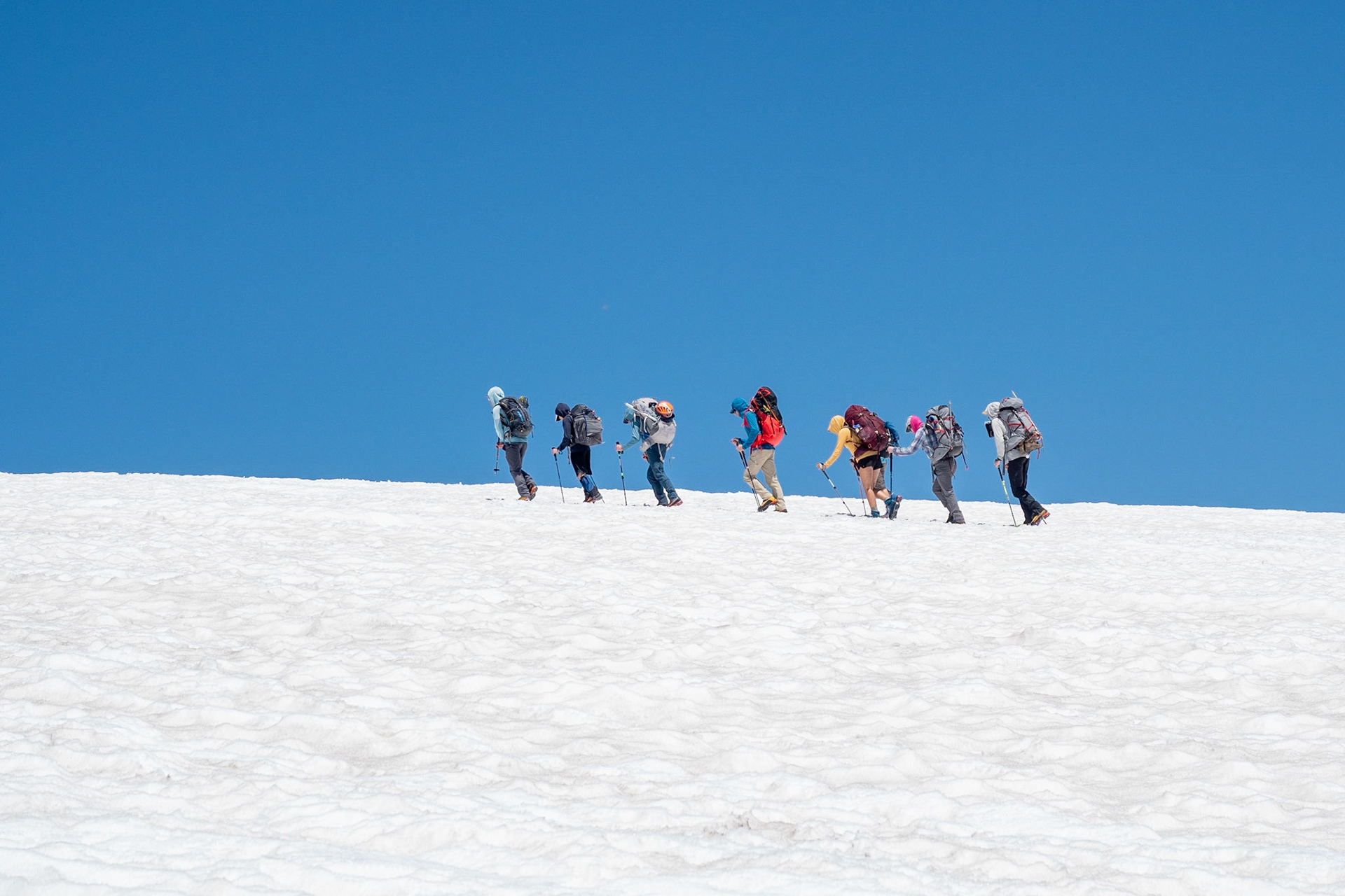 Ascending the Muir Snowfield