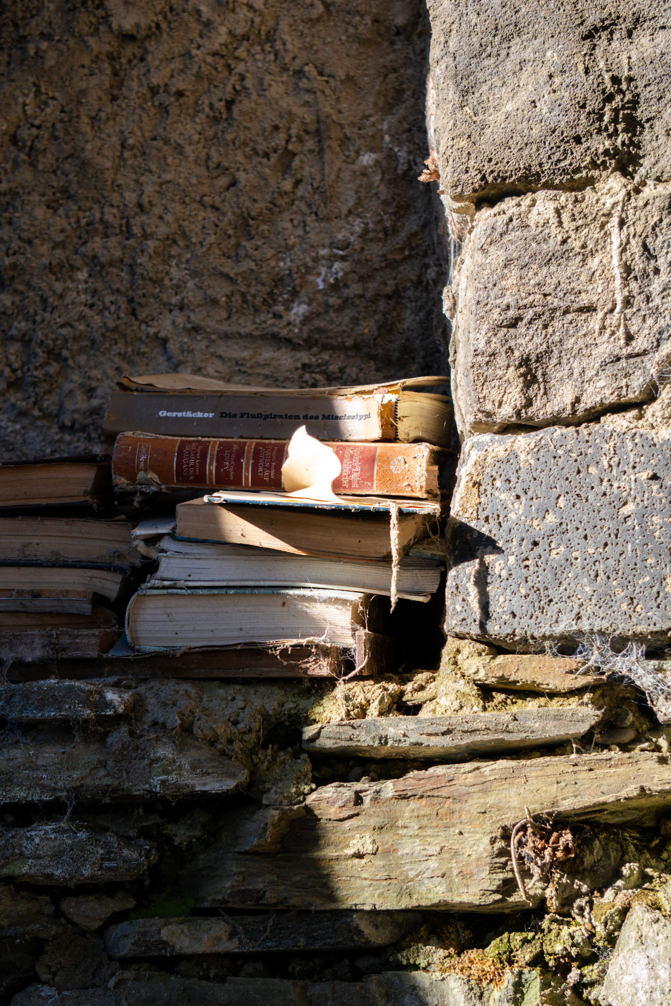 Ein Regal aus Stein, gefüllt mit verlorenen Gedanken