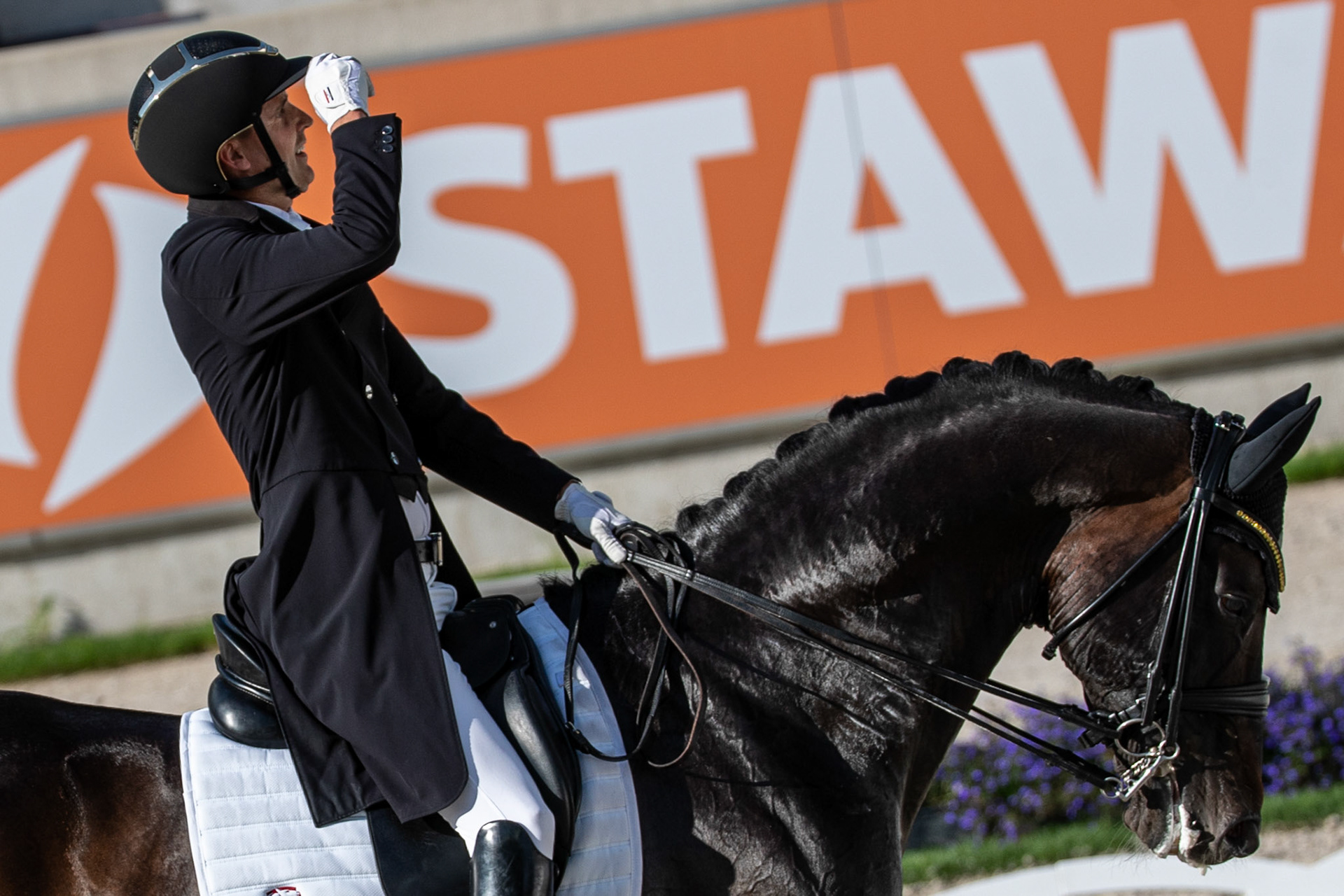 Andreas Helgstrand of Denmark on Jovian competes in the Dressage Grand Prix Special at the CHIO World Equestrian Festival in Aachen, Germany, 01 July 2022.