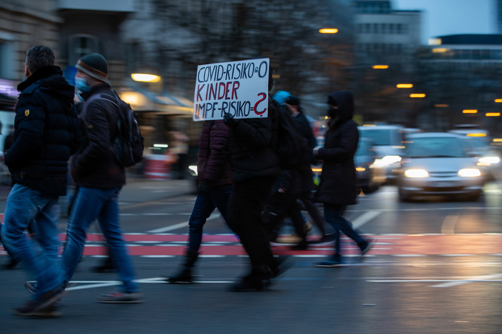 Supporters of the lateral thinking movement protest against the new requirements and measures against the spread of covid-19 infections, in Frankfurt am Main, Germany, 15 January 2022.  EPA/Constantin Zinn