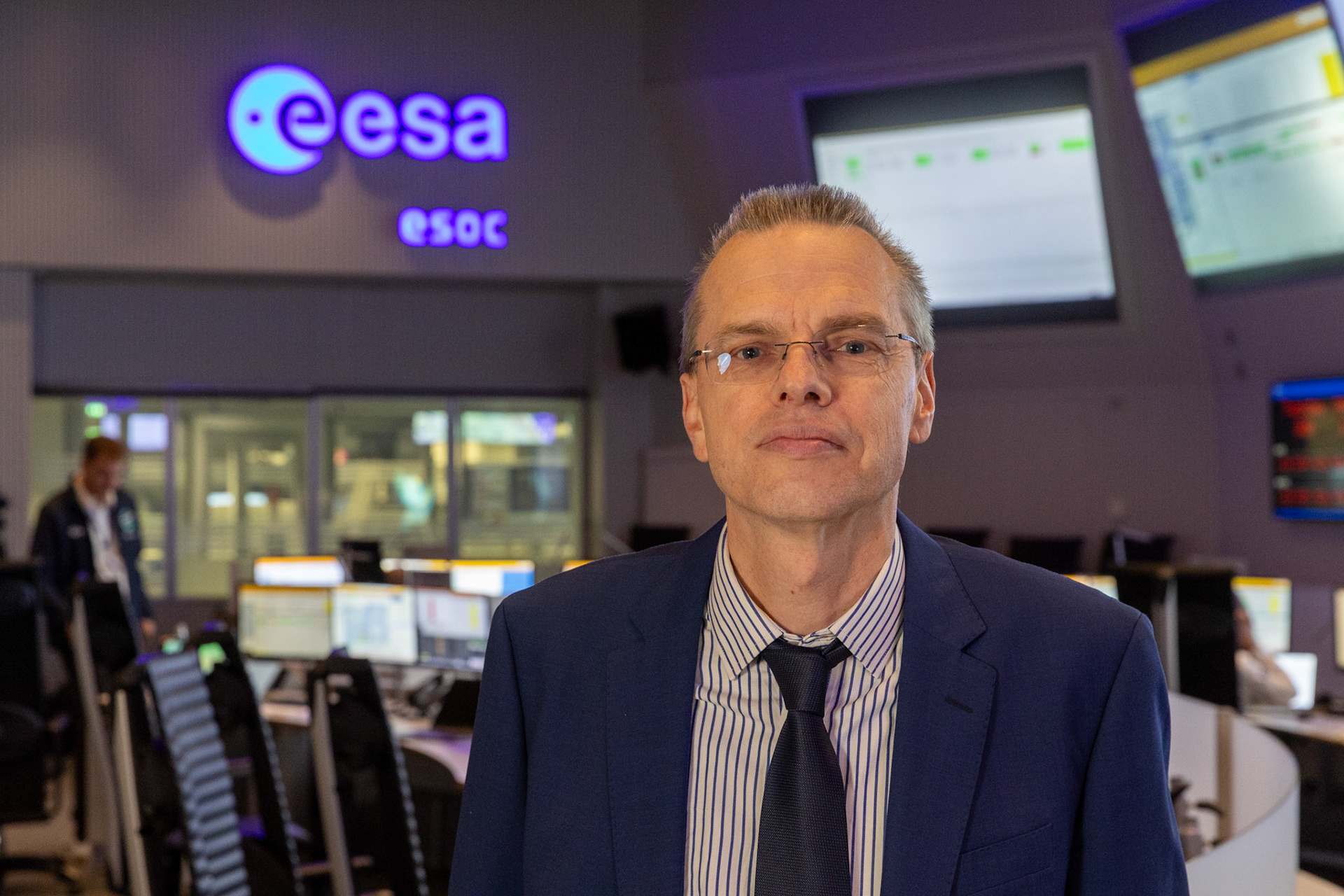 European Commission Director for Space policy, Satellite Navigation and EO Christoph Kautz visits the European Space Operations Centre (ESOC) prior to the launch of Sentinel-1D in Darmstadt, Germany, 04 November 2025. The satellite is part of the Copernicus programme, the European Union’s flagship Earth observation initiative providing data for environmental monitoring, climate change research and disaster response.
