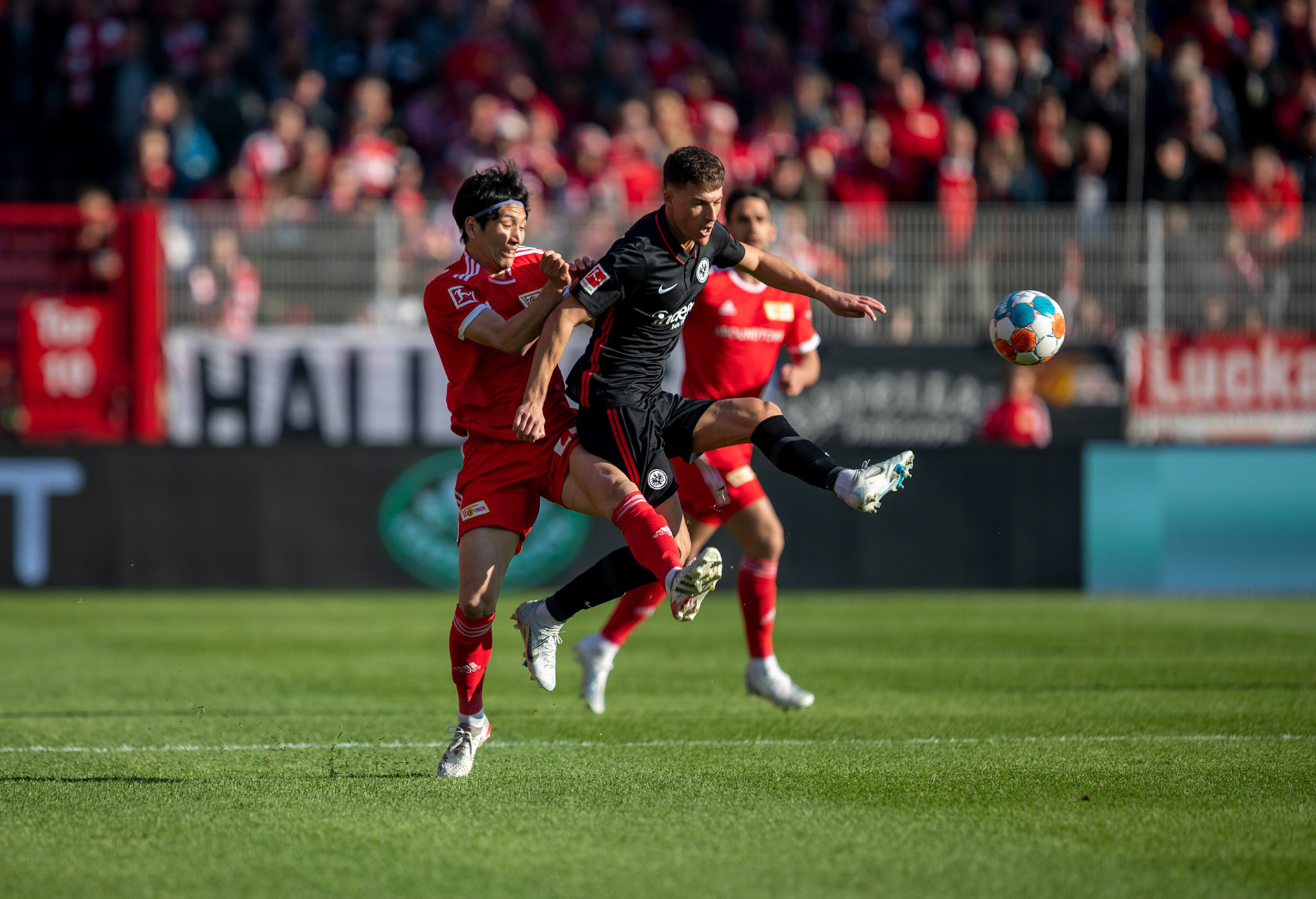 Union’s  Genki Haraguchi in action during the German Bundesliga soccer match between Union Berlin and Eintracht Frankfurt in Berlin, Germany, 17 April 2022.