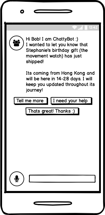 First interaction after placing order