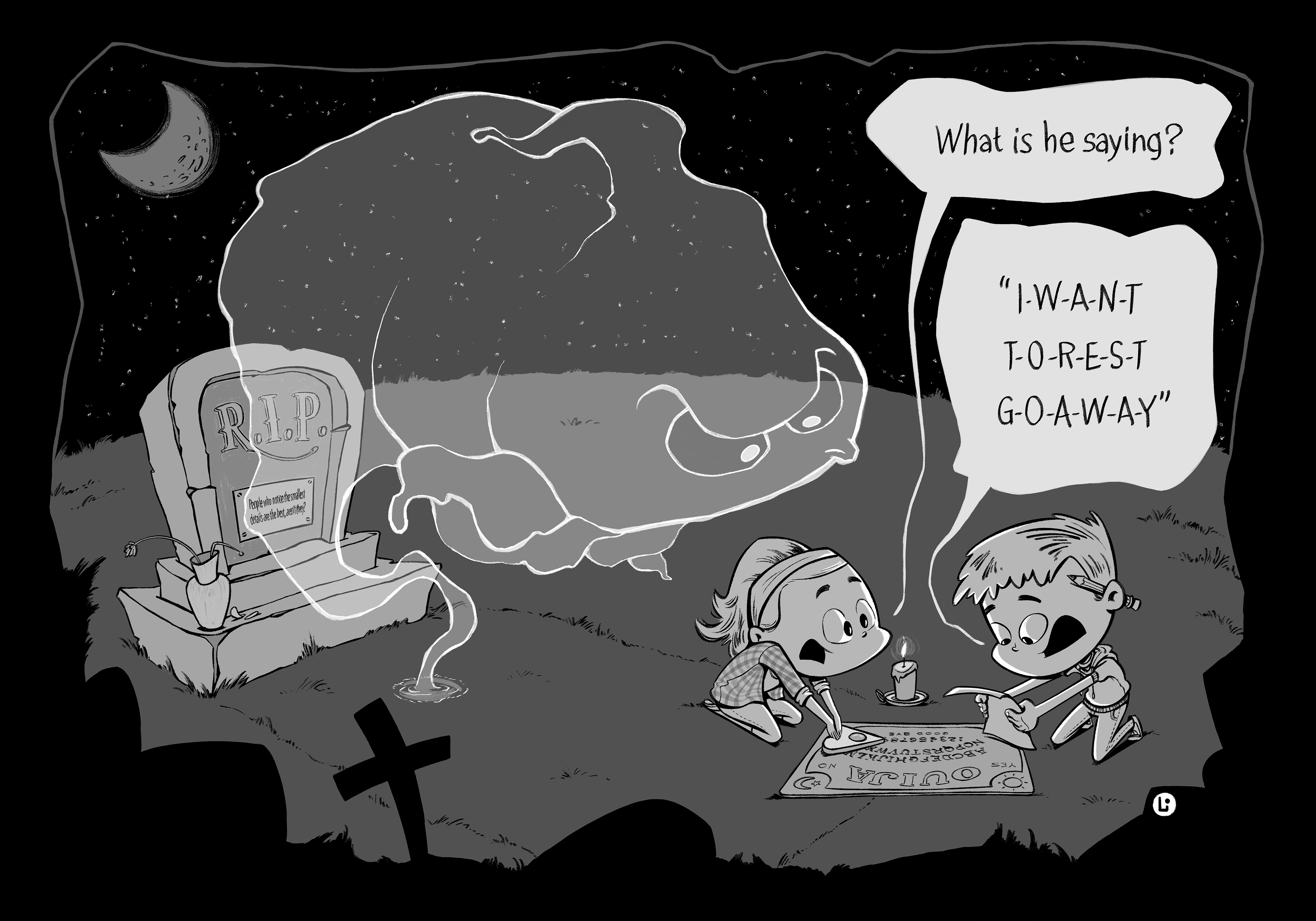 "O que ele está dizendo?" / "QUERO-DESCANSAR-VÃO-EMBORA"
