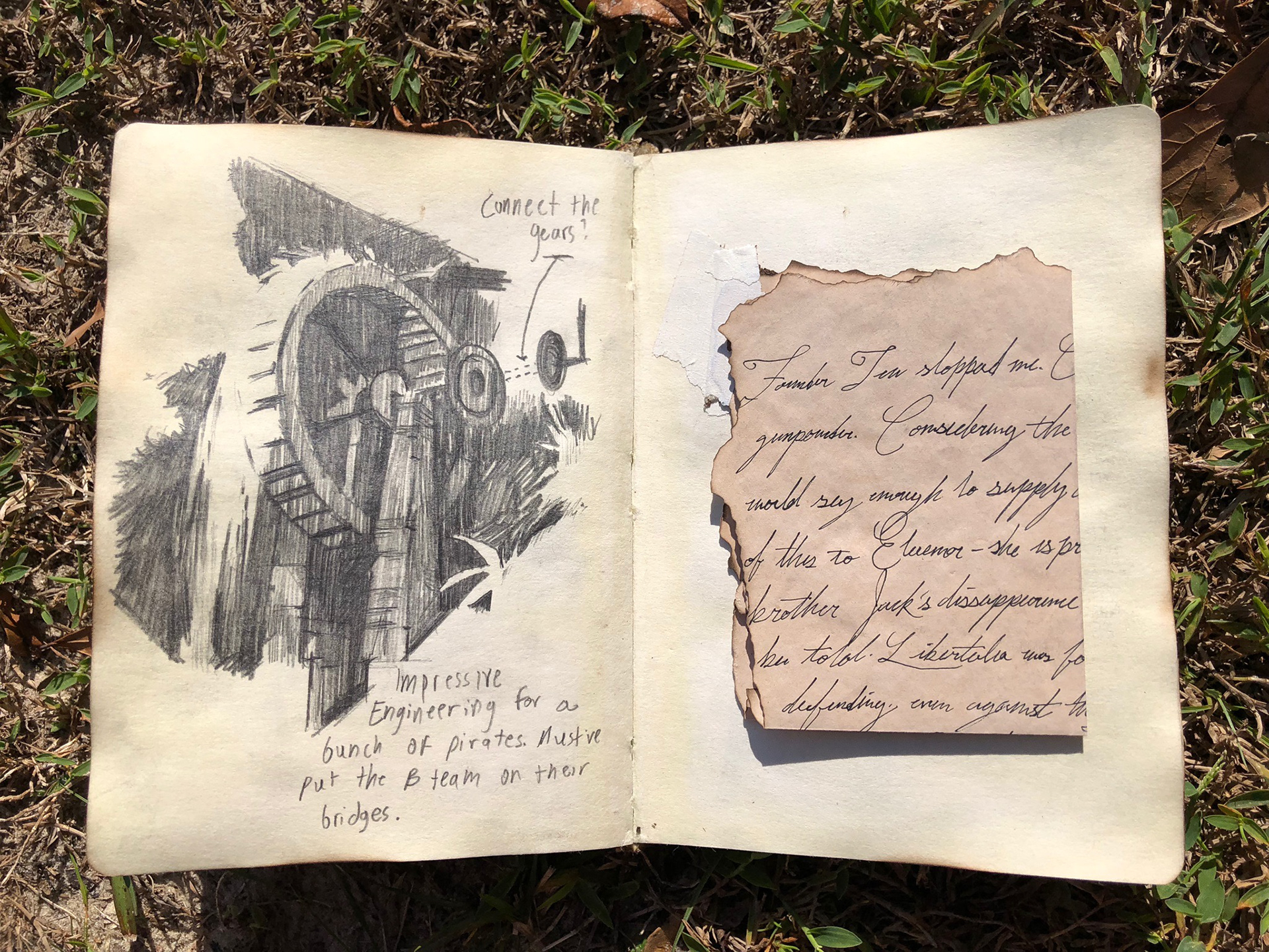 Part of my recreation of the complete Uncharted 4 Nate's Sketchbook. A gift for a friend.