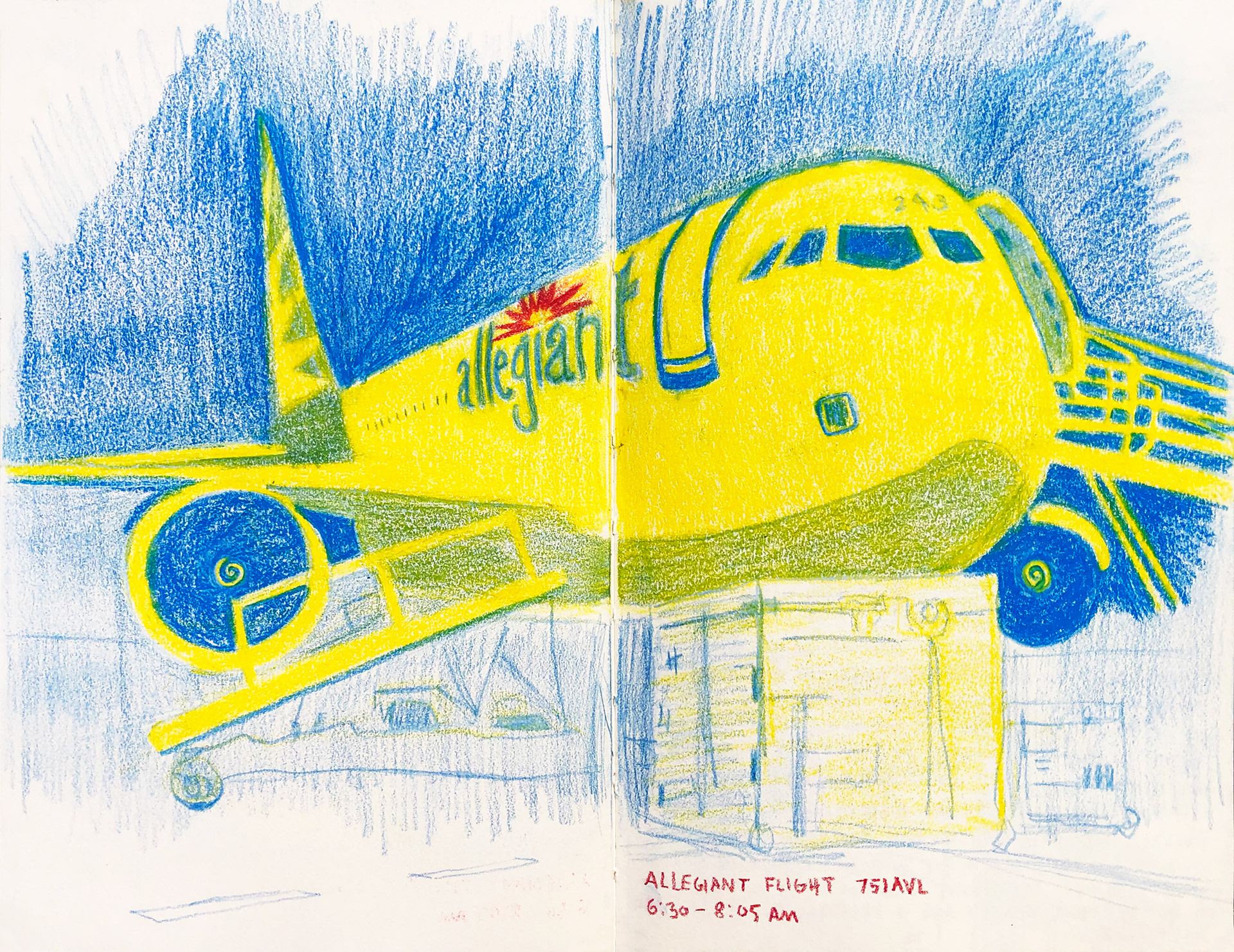 Colored pencil plane sketch at 4am.