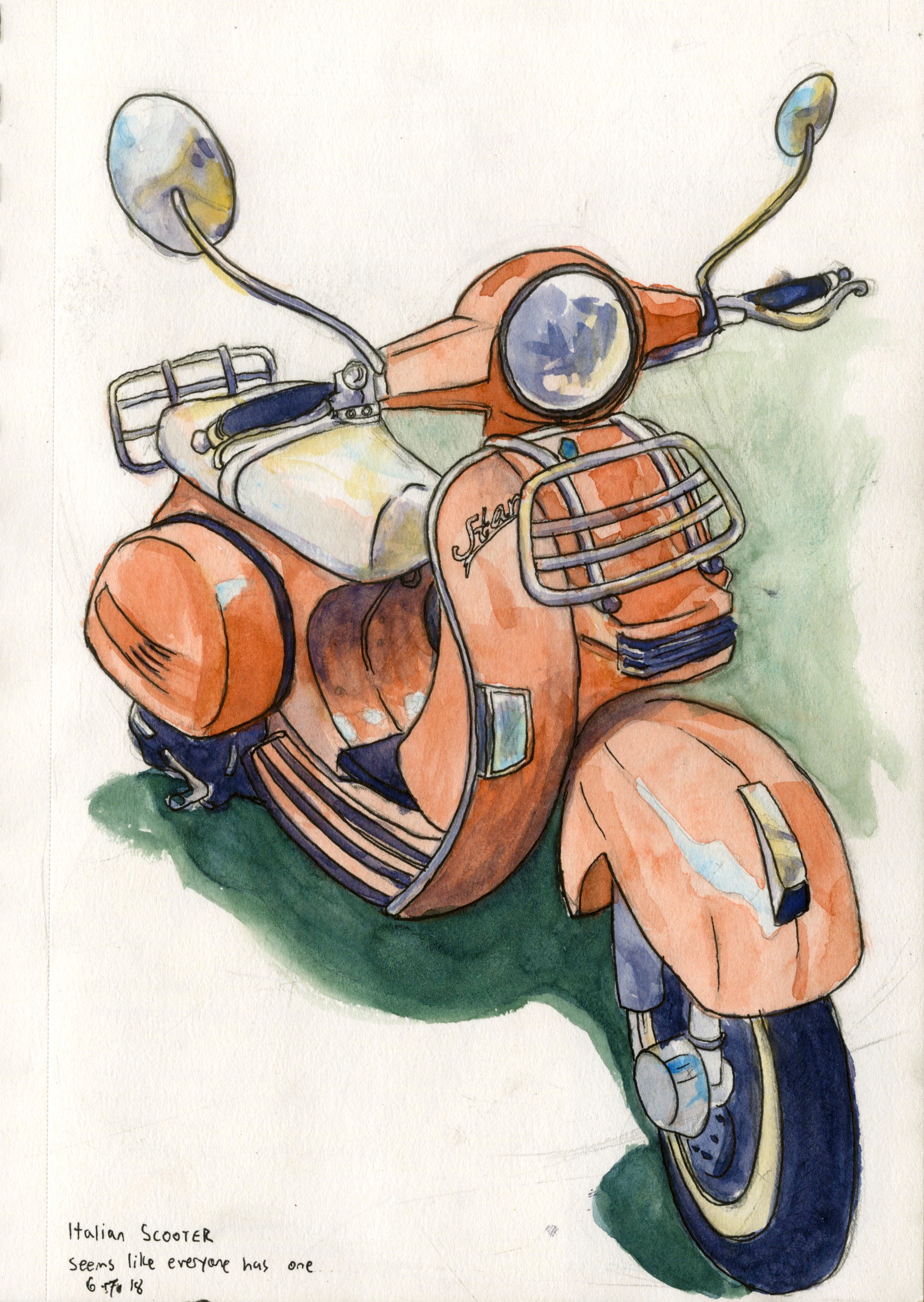 Vespa watercolor from my study abroad in Italy, 2018