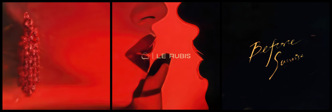 A visual ode to femininity, mystery, and desire—this triptych was crafted for Le Rubis, a fine jewelry brand born from the fiery depths of Burmese rubies. Each image evokes a sensual narrative through abstraction and shadowplay, mirroring the raw allure and emotional intensity of the woman who wears Le Rubis.  Designed specifically for the brand’s Instagram presence, the series captures attention through bold contrast, intimate composition, and a cinematic mood. From the molten red textures to the soft silhouette of parted lips, and the final whisper of golden script—Before Sunrise—this set reflects the brand’s signature blend of elegance and intensity.