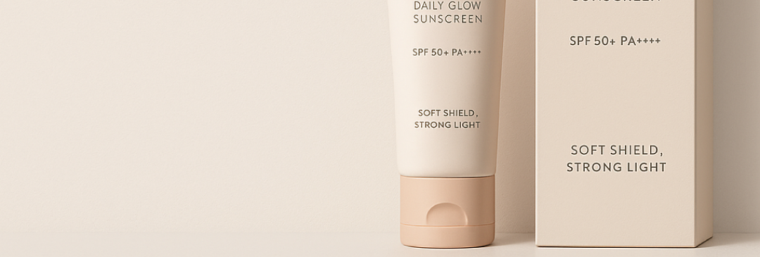 The LUMINA logo employs elegant serif typography that conveys sophistication and timeless beauty. The refined letterforms with subtle contrast create a premium feel suitable for luxury skincare. The warm beige and cream color palette reinforces the brand's focus on natural radiance and healthy glow. Packaging Design: Clean, minimalist packaging design with monochromatic beige tones creates cohesive brand identity. The tube and box feature consistent typography hierarchy with clear product information. The soft, matte finish suggests gentle skincare while maintaining premium positioning.