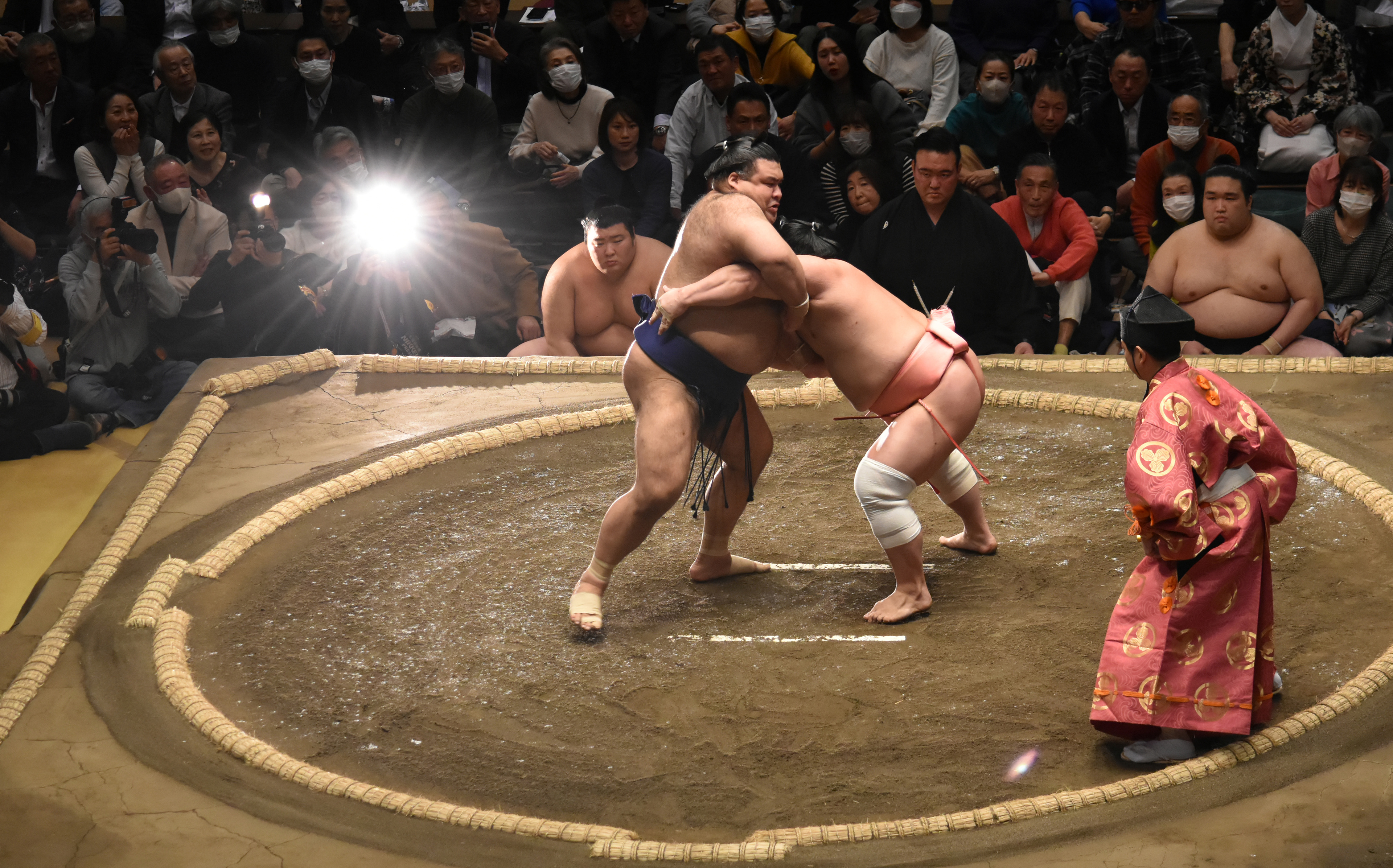 Fight Scene illuminated by the ringside pro photographers
