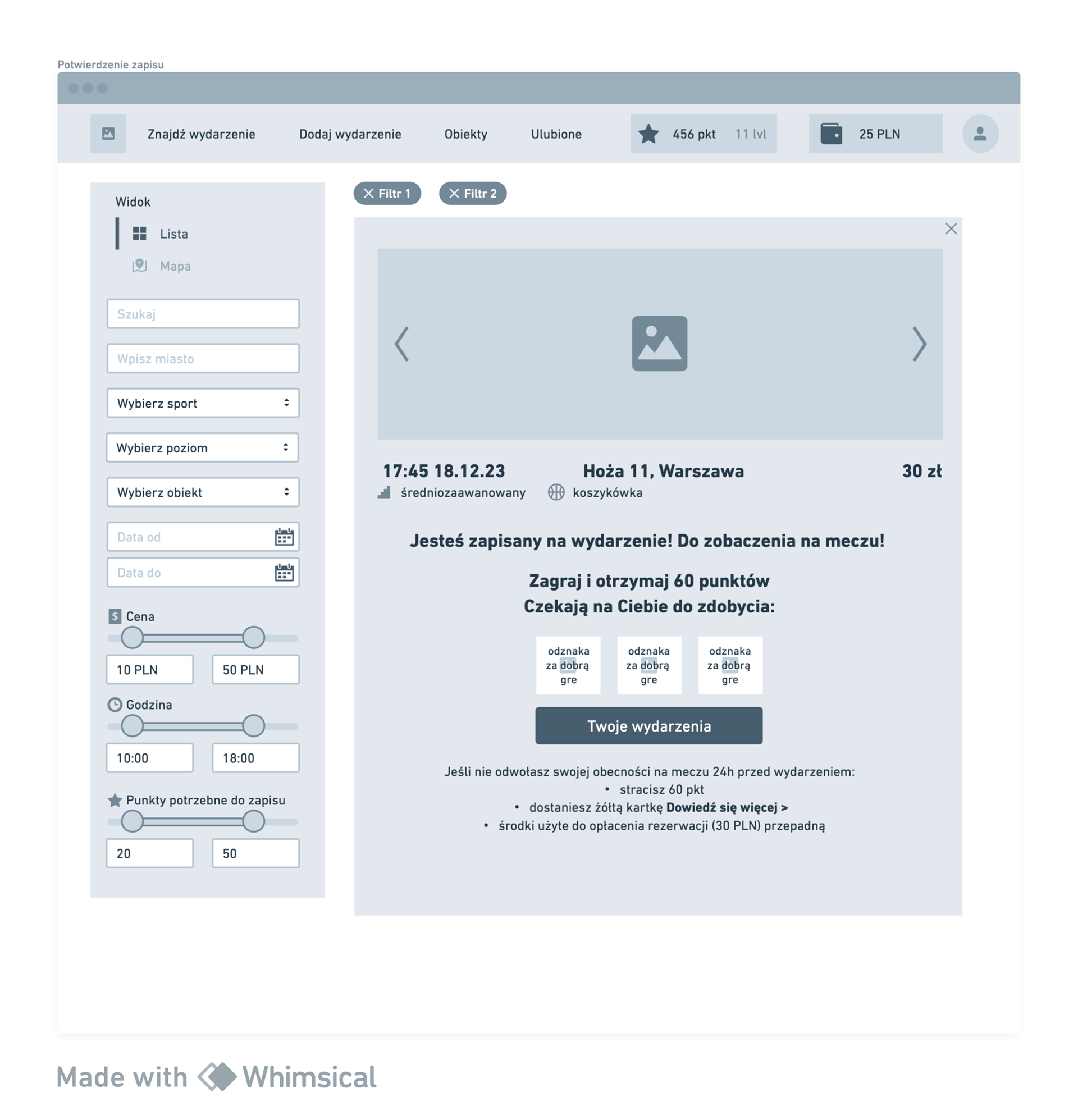 Step 4. After making the payment, a screen with payment confirmation and information about what the user can get or lose when playing or missing the match