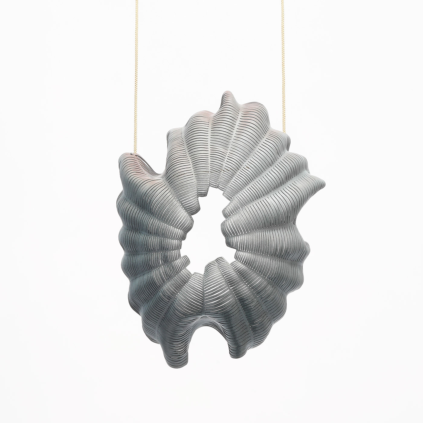 Mineri Matsuura/fuzzy blue - metamorphosis series/80x50x120mm/2021/silver, Japanese braid, paint