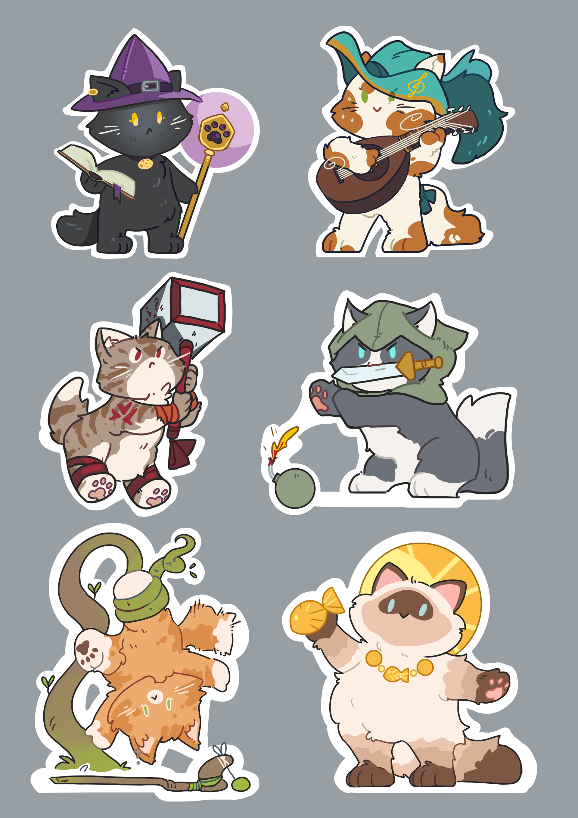 D&D Classes Cat Sticker Pack