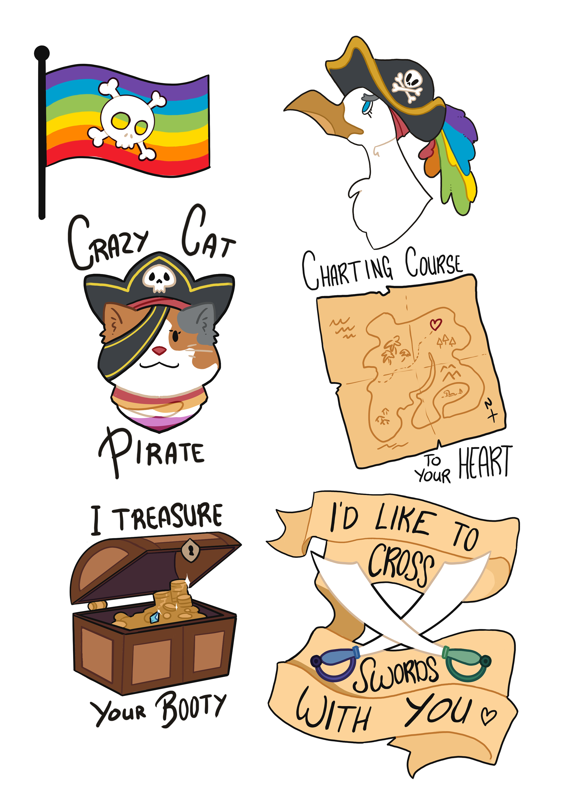 Sail The Oceans Queer TTRPG sticker pack