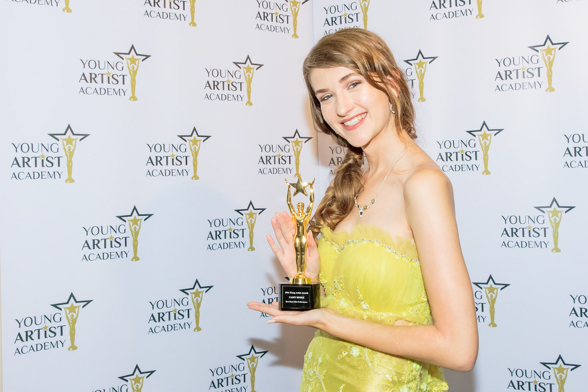 CASEY BURKE won for Best Teen Actress Short Film Performance at the 39th Young Artists Academy Awards in Los Angeles, California on July 14, 2018