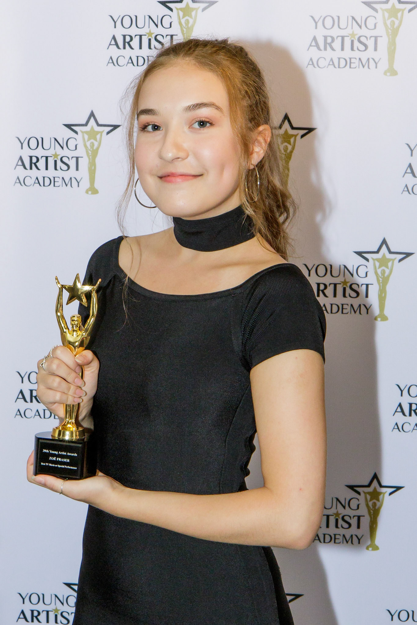 ZOE FRASER won for Best TV movie or Special Performance at the 39th Young Artists Academy Awards in Los Angeles, California on July 14, 2018
