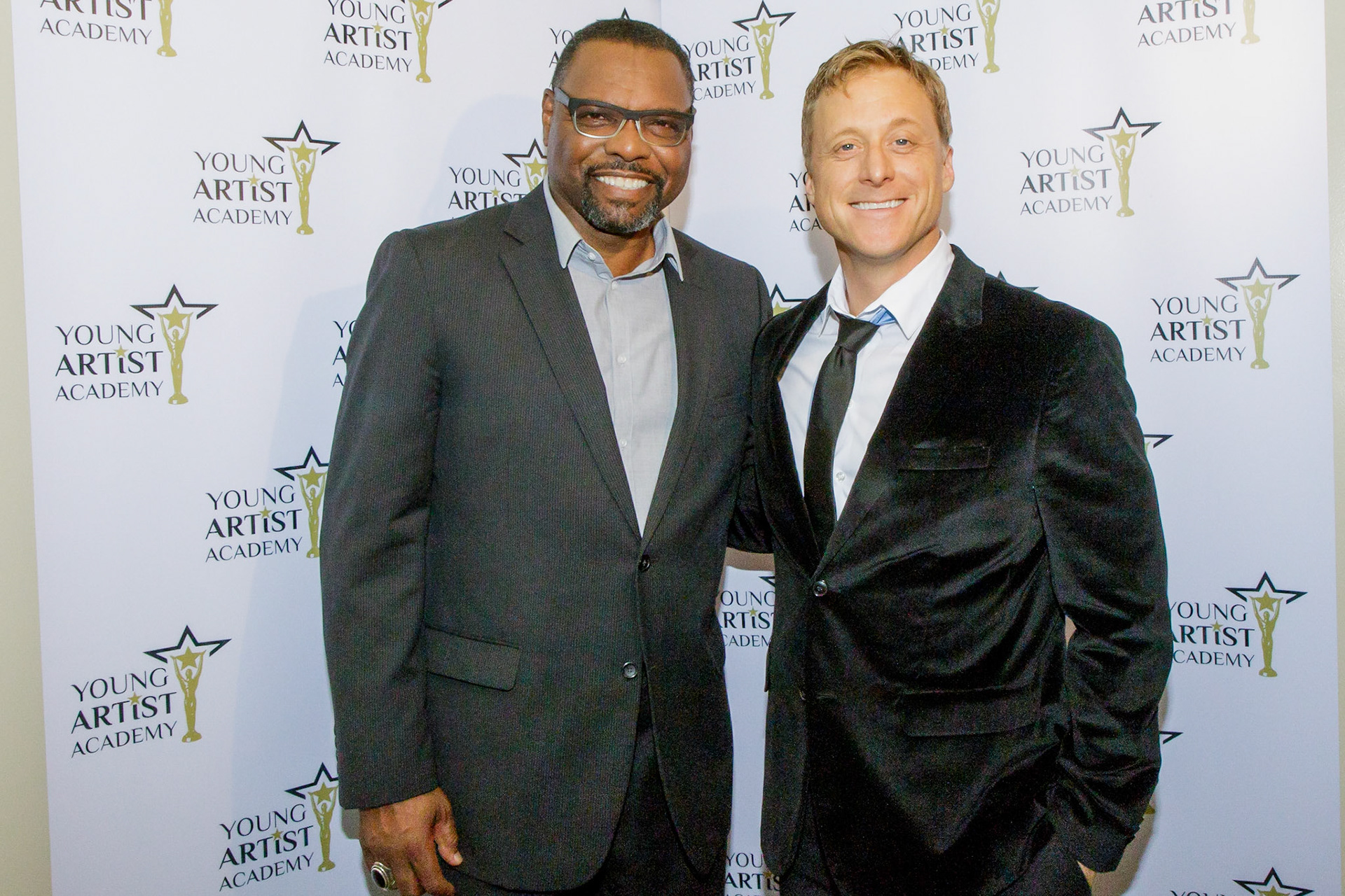 PETRI HAWKINS BYRD (L) and ALAN TUDYK (R) backstage before at the Young Artists Academy  Awards on July 14, 2018 in Los Angeles, California