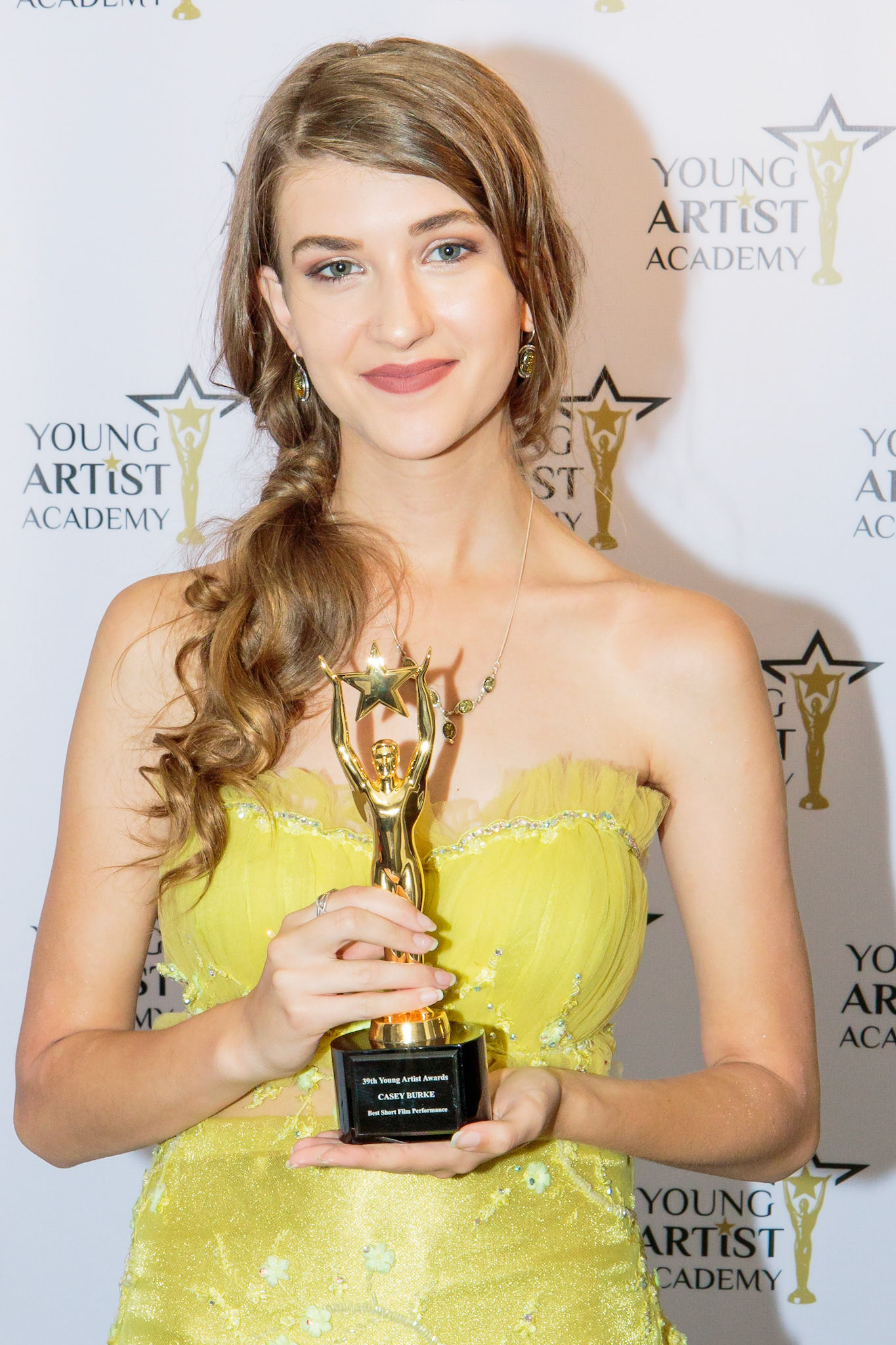 CASEY BURKE won for Best Teen Actress Short Film Performance at the 39th Young Artists Academy Awards in Los Angeles, California on July 14, 2018