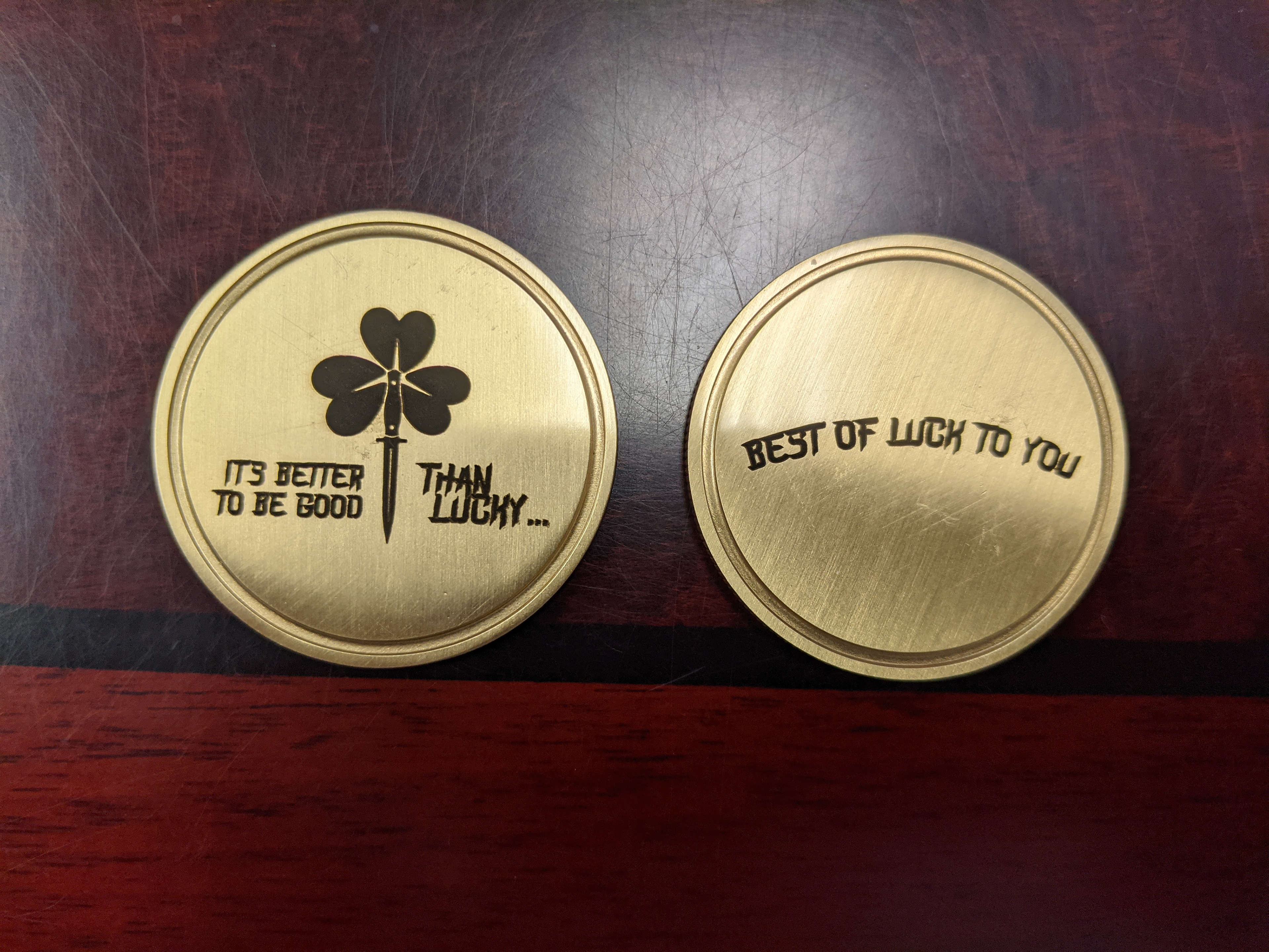 Brackin Blades Forge Logo engraved on Challenge Coin