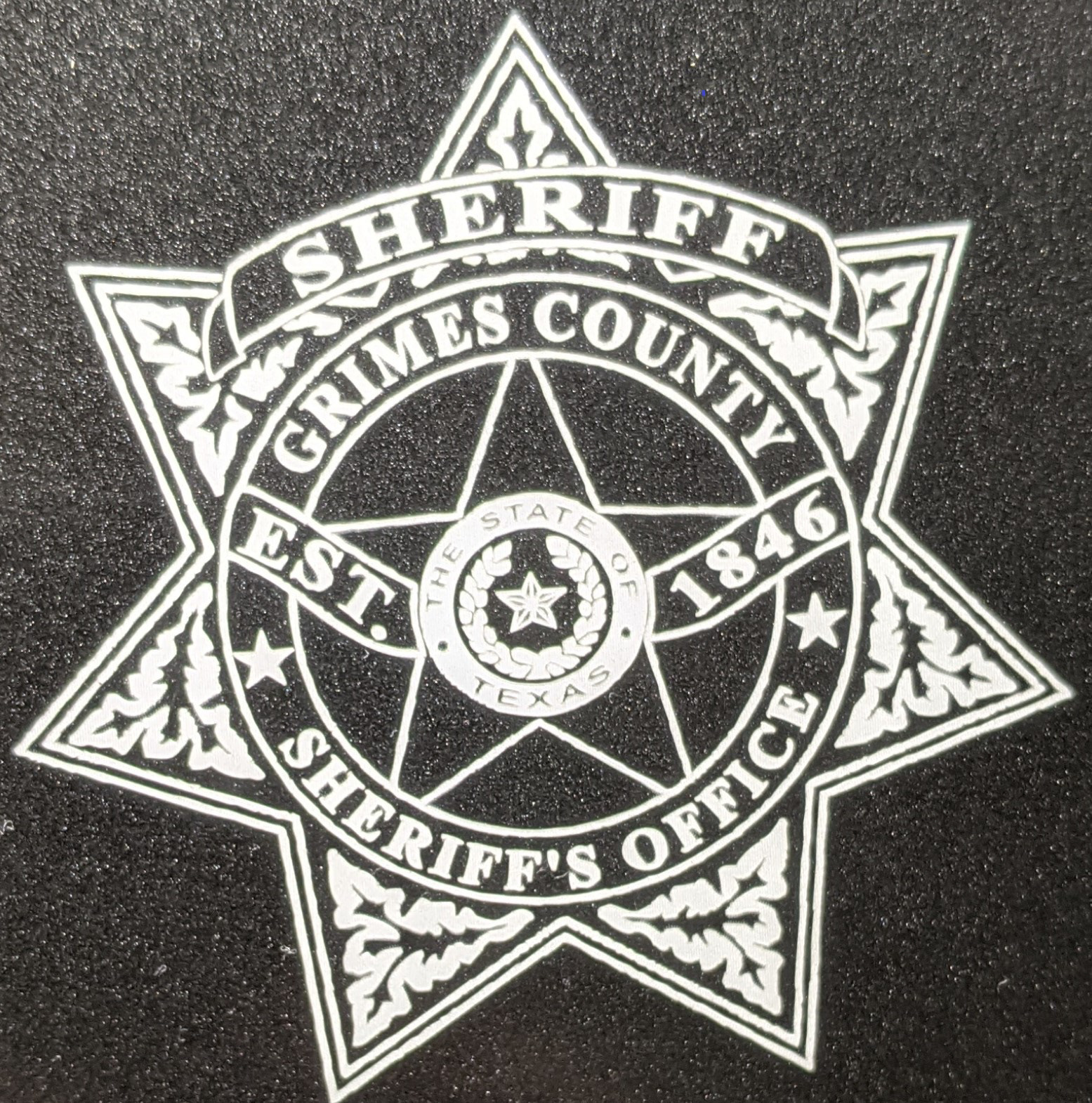 Engraved on clipboards for the Grimes County Sheriff's Office