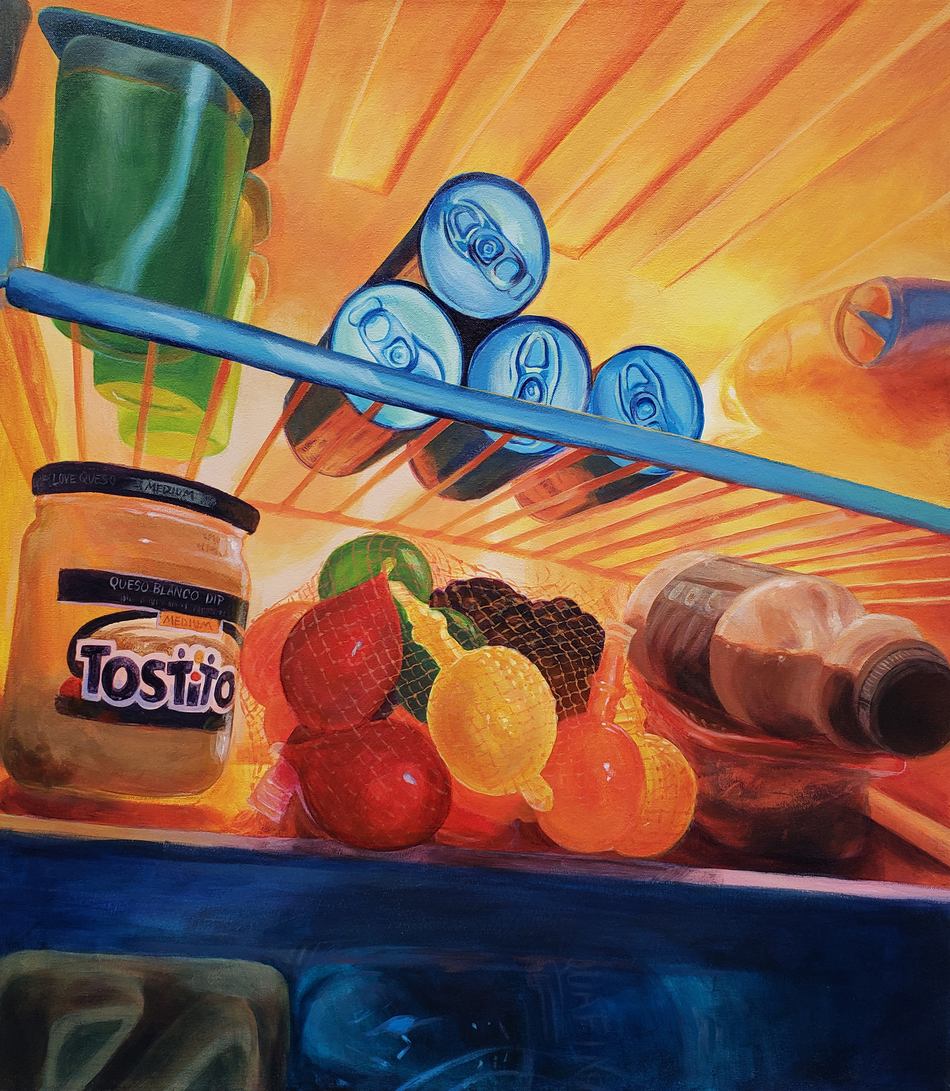 "Mini-Fridge" Acrylic on canvas, 26x30in
