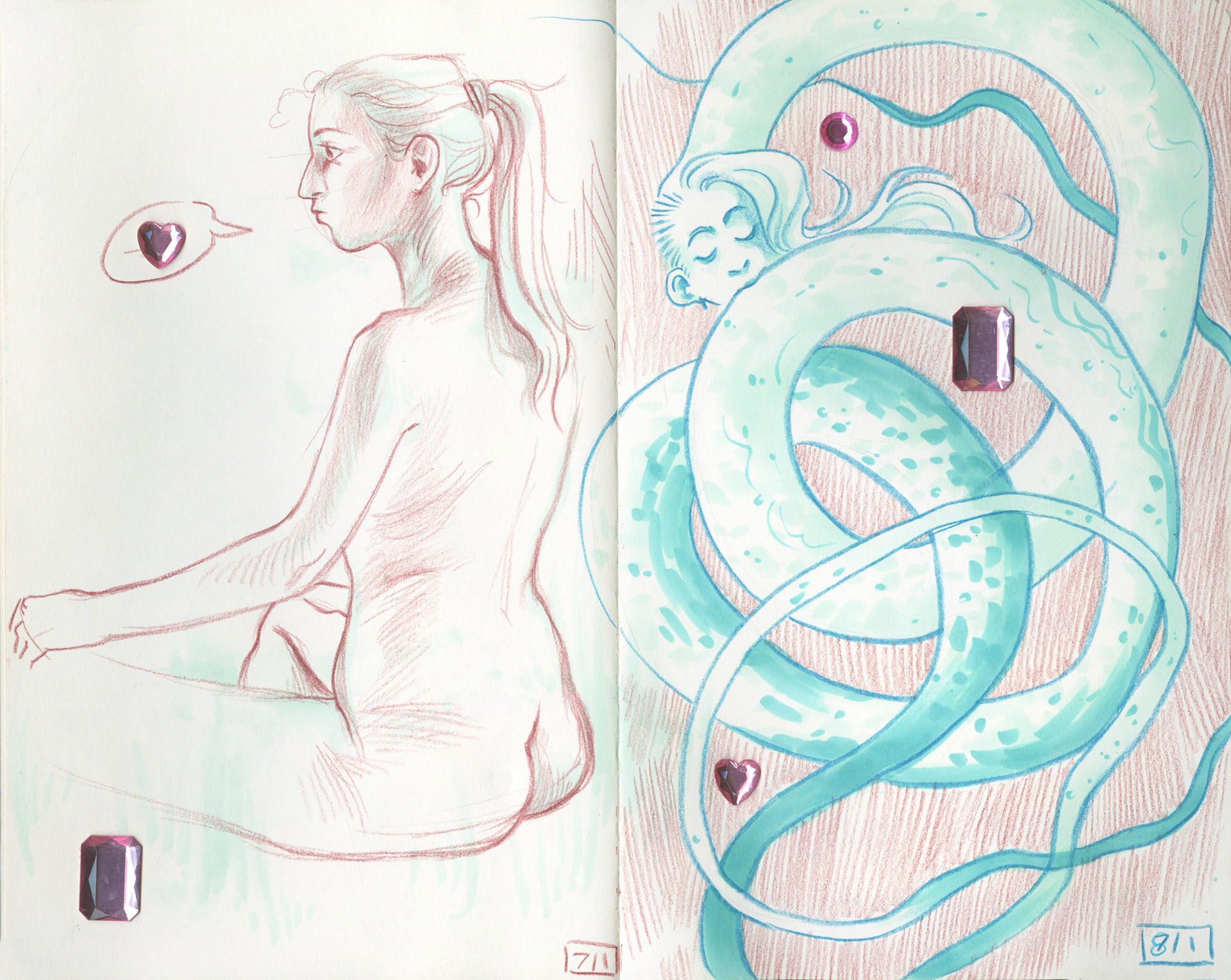 8/1/2024 Prismacolor colored pencil and Copic marker study