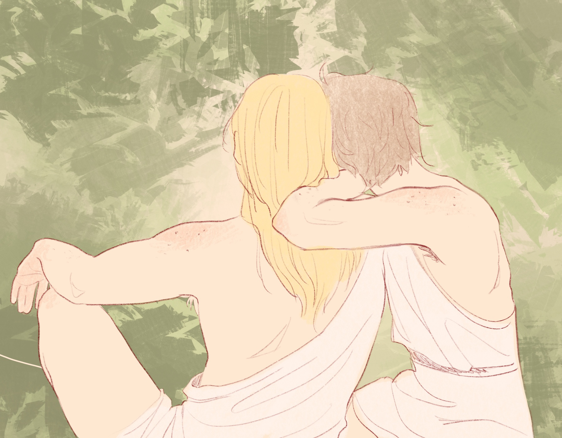 Inktober Day 28: Achilles (and Patroclus) Procreate, October 2022