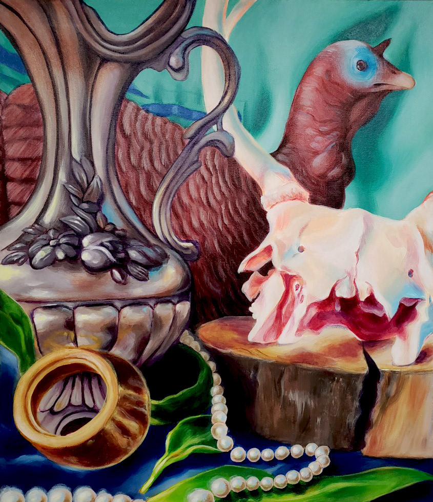 "Turkey Still Life" Acrylic on canvas, 26x30in